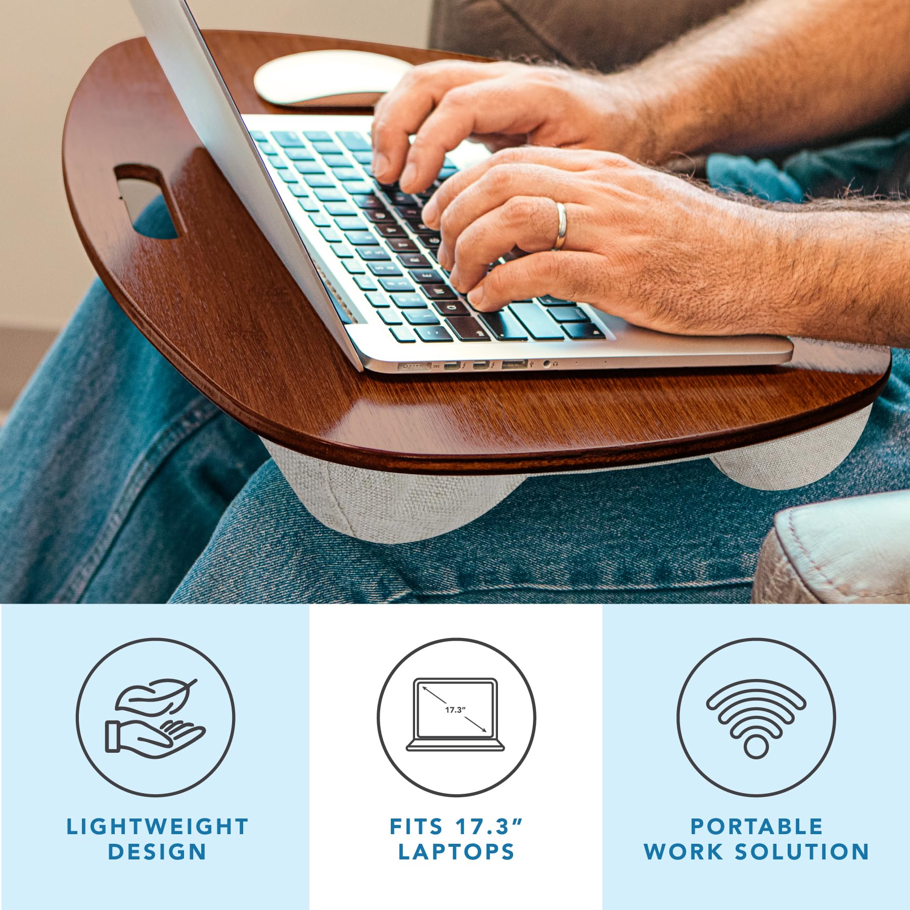 LapGear Bamboo Lap Desk - Chestnut Bamboo - Fits up to 17.3 Inch Laptops - Style No. 91692 LapGear Euro Lap Desks 22.4-in Brown Traditional Bamboo Lap Desk