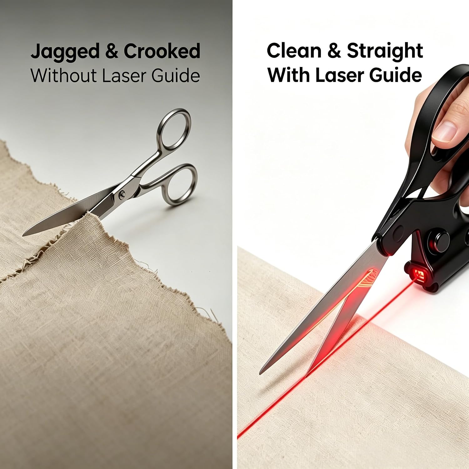 Professional Laser Guided Scissors, Cuts Straight Fast with Precision Laser Guide for Fabric Cutting,Sewing Scissors for Quilting Home Craft Wrapping Gift with Upgraded Ergonomic Handle