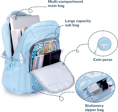 Miniatura 4 de Roffatide Mochila de anime con bonitos pasadores, mochila antirrobo para portátil, mochila de viaje, senderismo, mochila para nuevos regalos de