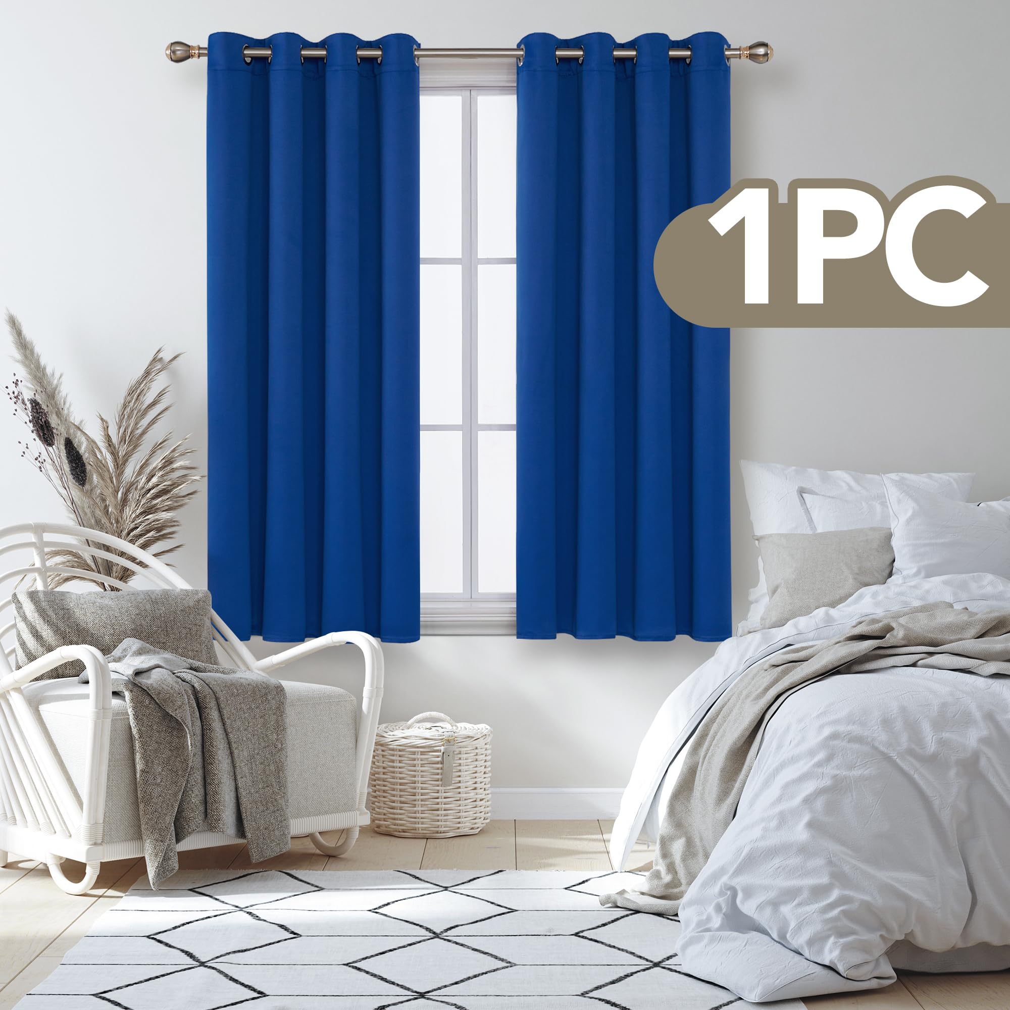 Deconovo Tende per Interni Oscuranti Camera da Letto 160 CM Altezza, Tenda Oscurante Termica Isolante per Interni Tende Moderne per Soggiorno 1 Pannello, 132x160 CM, Blu Elettronico
