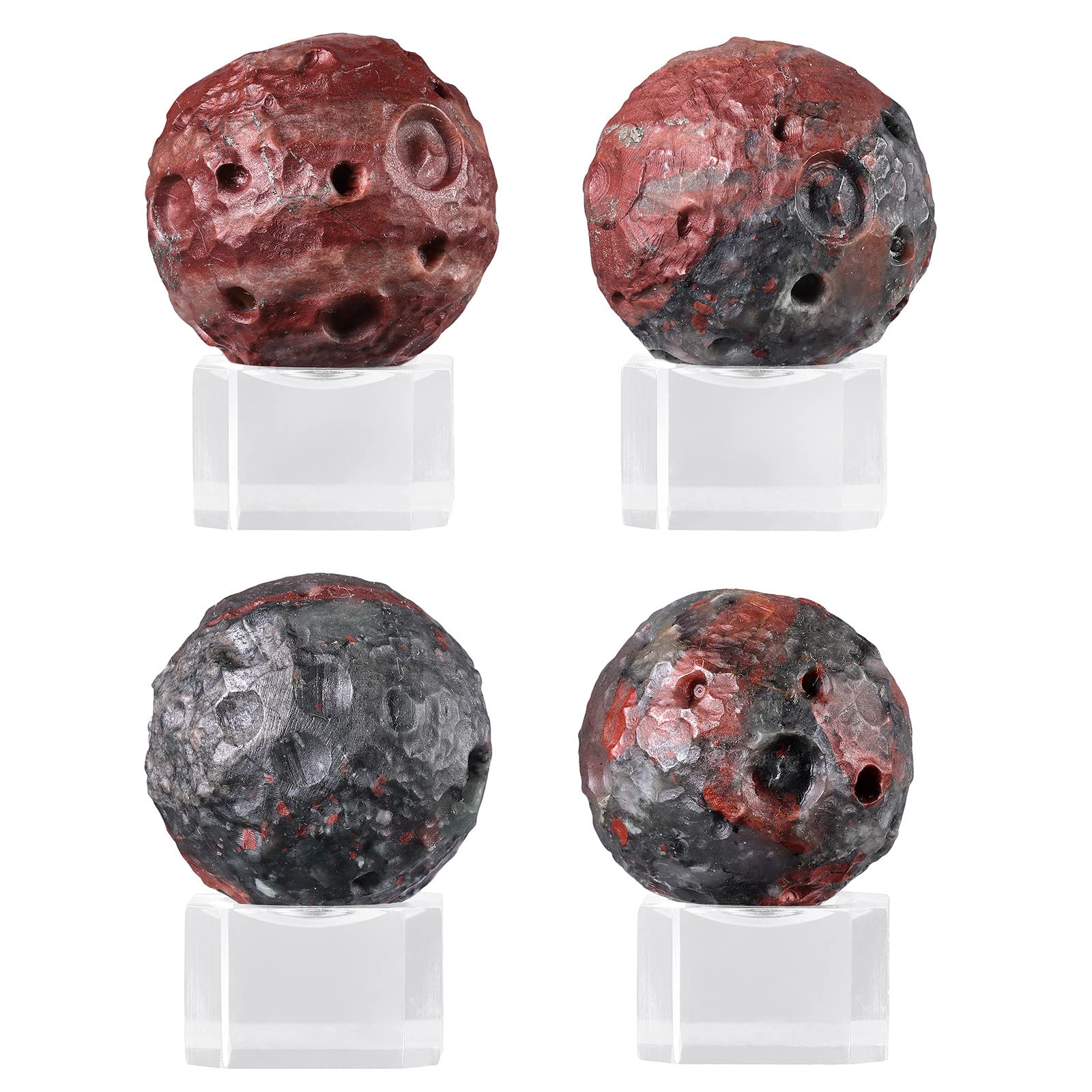 mookaitedecor Natural African Bloodstone Moon Crystal Ball Sphere Ornament with Acrylic Stand for Home Office Display Decor Healing Crystal Gift - Image 4