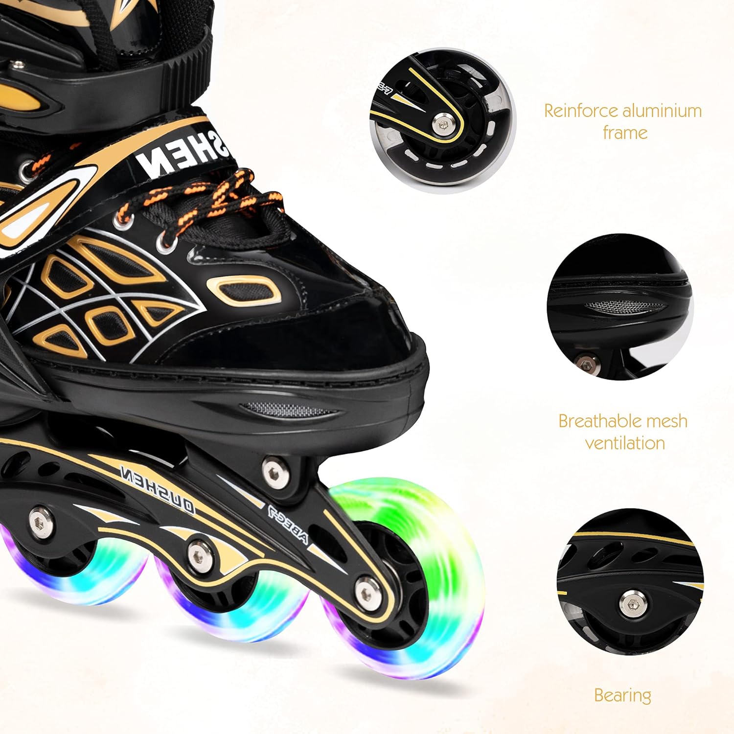 Opurtdor Adjustable Roller Inline Skates for Boys & Girls with Light Up Wheels Outdoor Beginners Skates Adults Men and Women : Sports & Outdoors