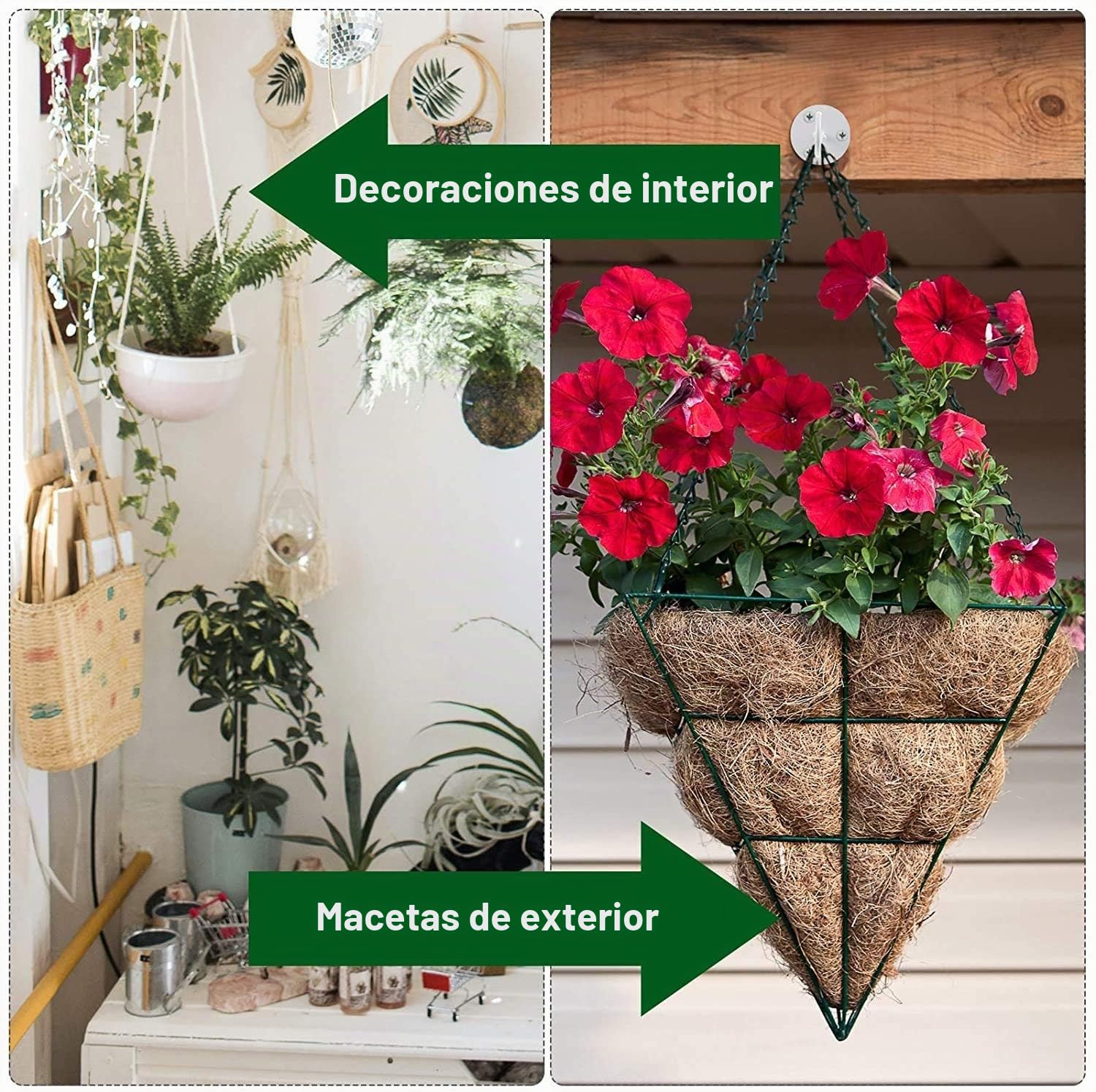 Voarge - Ganchos de techo de acero inoxidable (2 unidades, soporte de pared, para macetas, con tornillos para colgar comederos de pájaros, color blanco