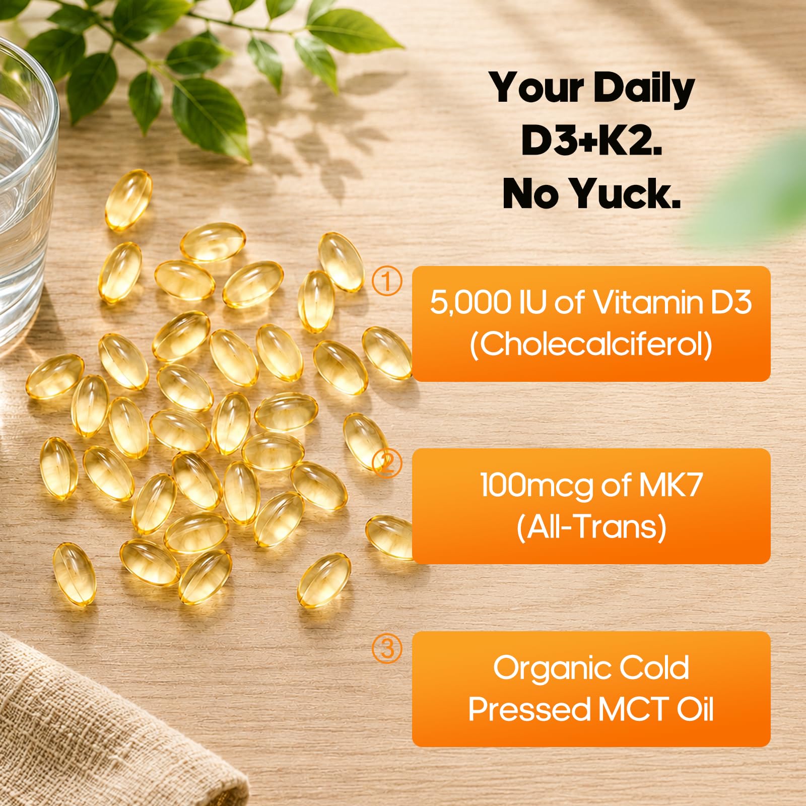 Vitamin D3 K2, Vitamin D3 5000 IU & Vitamin K2 All-Trans MK7 100 mcg — Amazon image 4