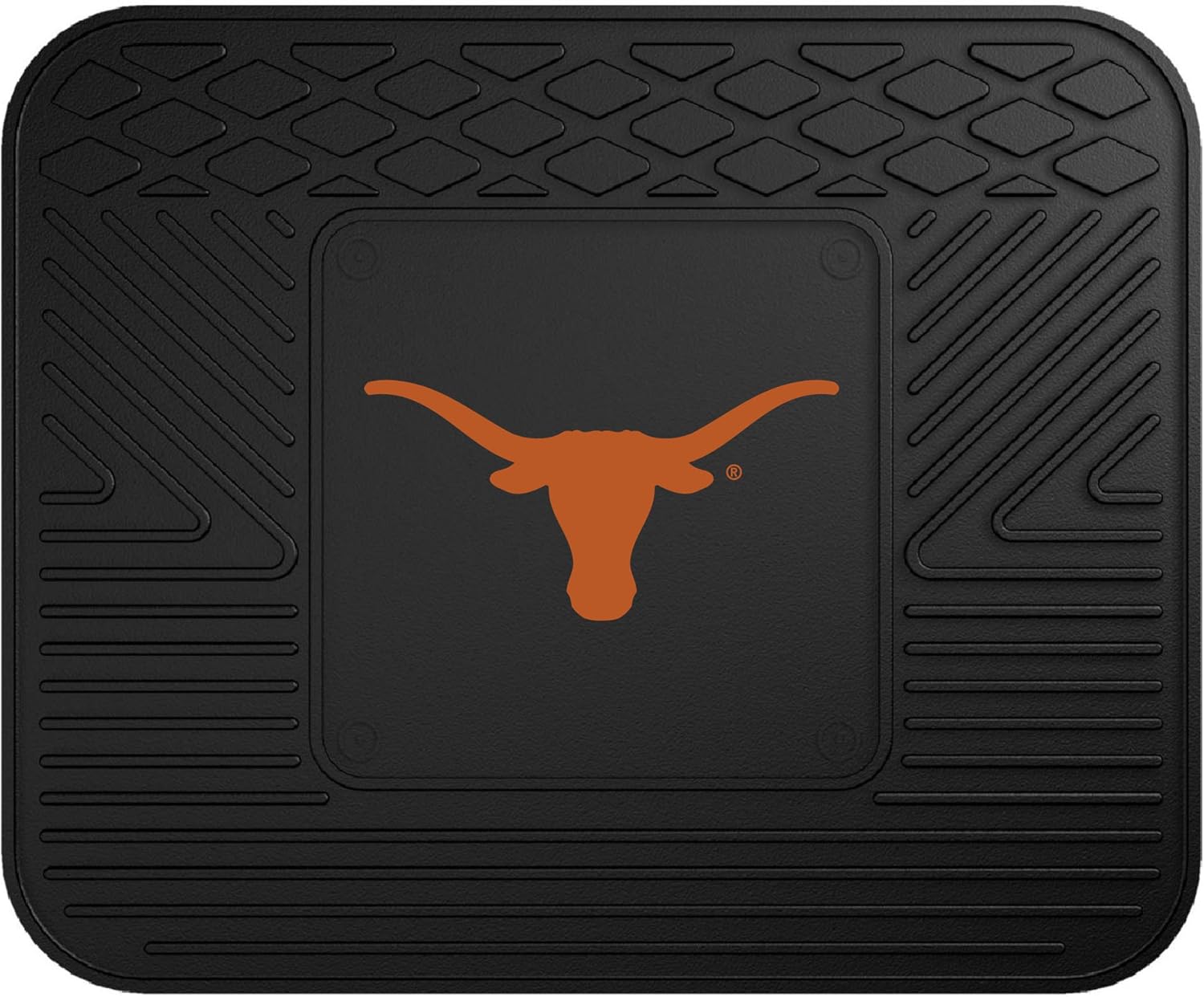 FANMATS 8751 Texas Longhorns 2-Piece Heavy Duty Vinyl Car Mat Set, Front Row Floor Mats, All Weather Protection, Universal Fit, Deep Resevoir Design