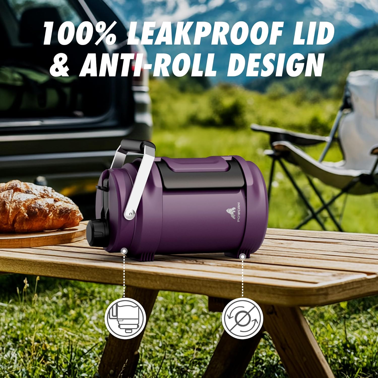 POWCAN 64 oz Insulated Water Jug, 2-in-1 Straw Spout Lid, Dual Handle, Leakproof, Keep Cold 48H, Half Gallon Stainless Steel Water Bottle for Daily, Hydration, Picnic, Travel, Gym, Workout (Burgundy) - Image 3