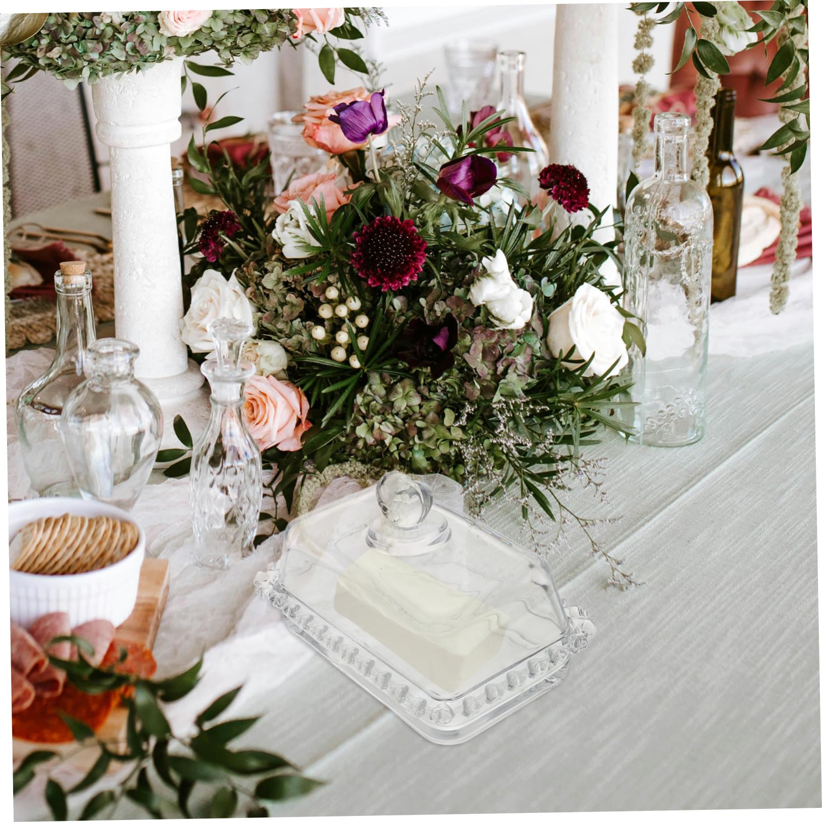 Beurrier En Verre Transparent Avec Couvercle, Plaque à Beurre Compacte, Verre Résistant, Conservation Fraîcheur, Usage Quotidien, Adapté Réfrigérateur, Modèle Cœur Design