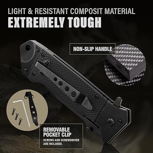 Miniatura 6 de Grand Way Navaja de bolsillo para hombres  Cuchillos plegables Tanto  Cuchillo genial  Cuchillos tácticos de trabajo para caza, camping, senderismo,