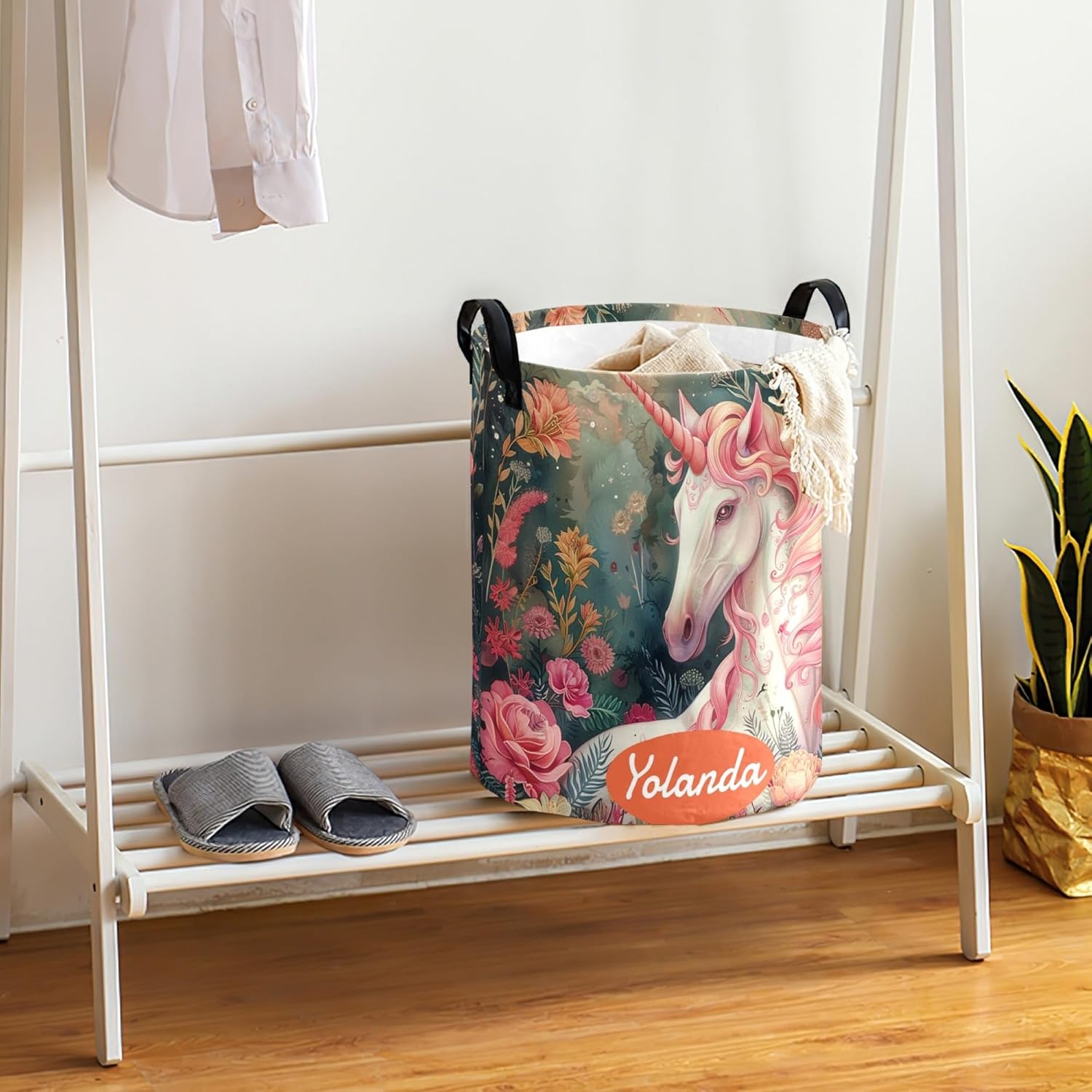 Personalized Laundry Basket Custom Sunflower Nursery Hamper with Names Lightweight Foldable Storage Organizer with Handle