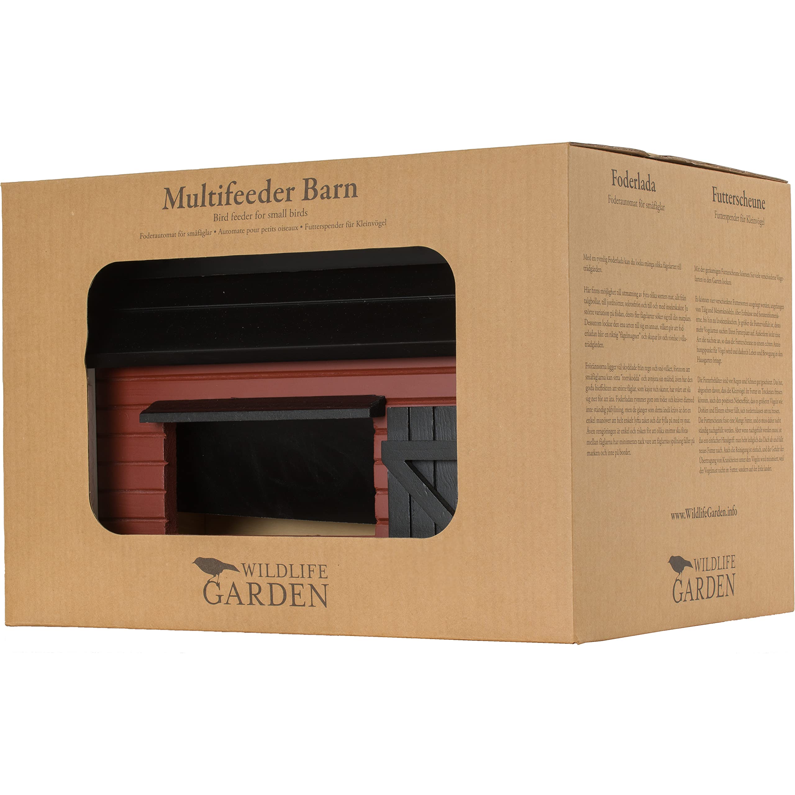 Wildlife Garden WG221 Futterscheune Rot - Vogelfutterhaus aus Holz
