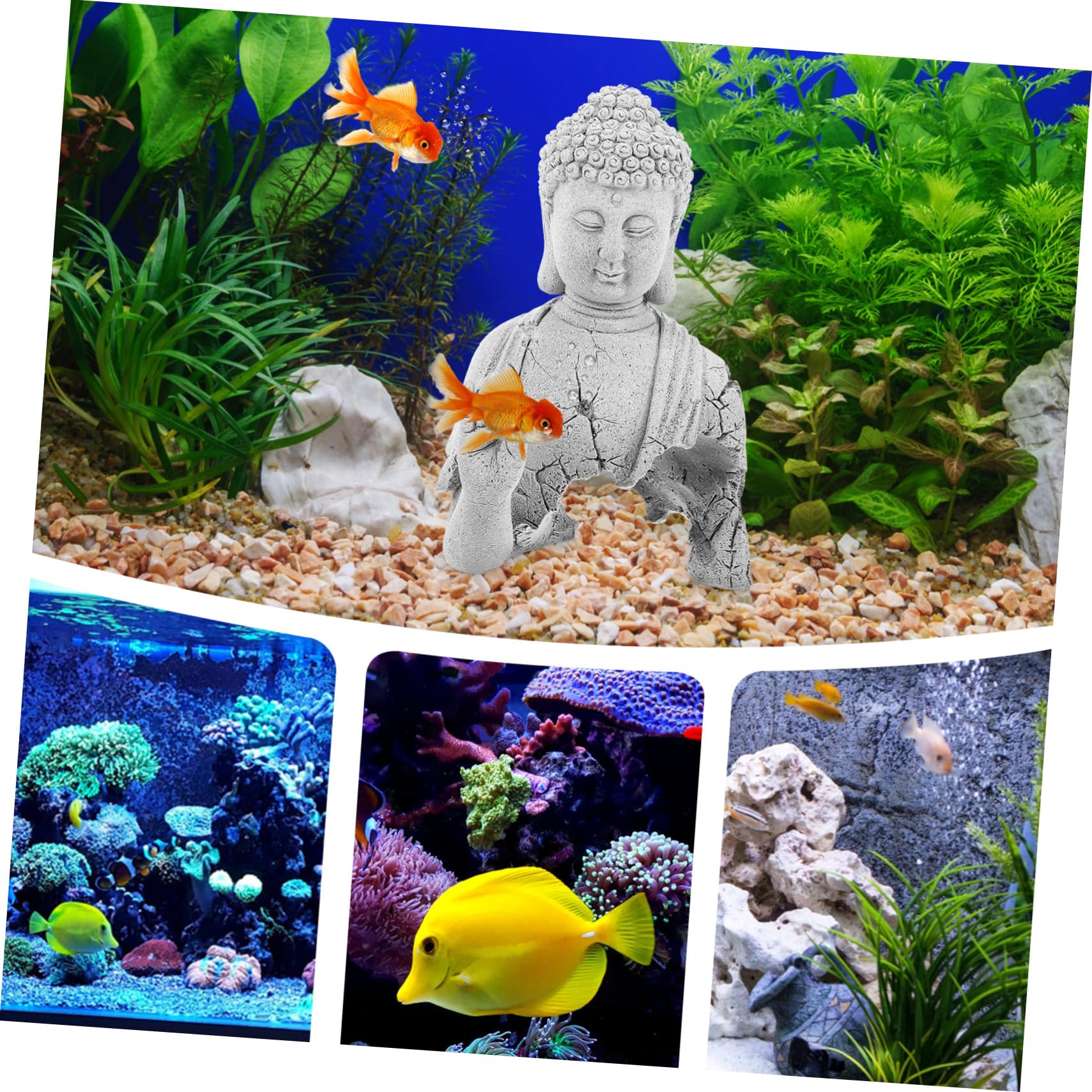 Toyvian Statue de Bouddha pour Aquarium Décoration pour Poisson Sculpture Ancienne Accessoire pour Aquariums et Décor de Jardin