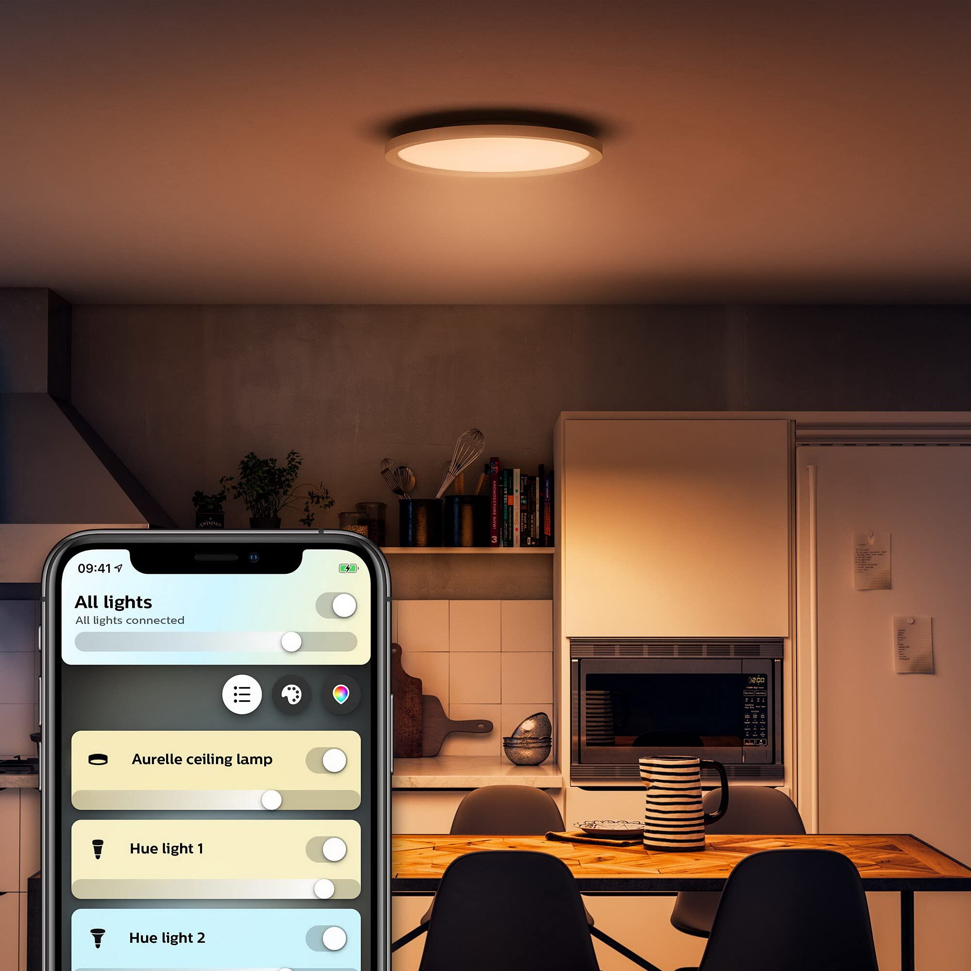 Philips Hue White Ambiance Aurelle, Plafoniera LED Smart, Bluetooh, 24,5 W, Rotonda, Bianco, Telecomando Dimmer Switch incluso