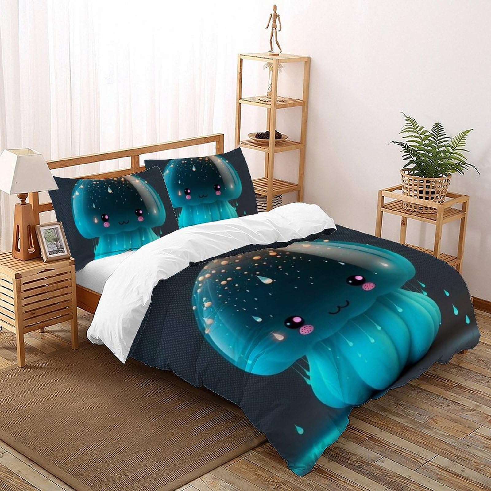 Housse de couette méduse 200x200 avec zip pratique