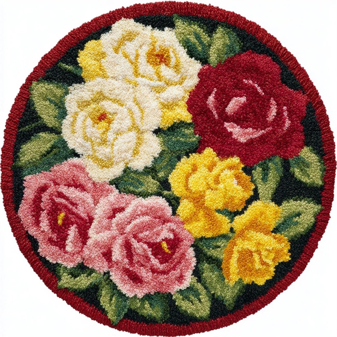 Kitquiver Latch Hook Rug Kits Colorful Roses 60x60cm