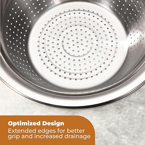 Miniatura 3 de Regal - Juego de colador de tronco - Escurridor de colador de acero inoxidable - Colador duradero 188 SUS 304 - Diseño cómodo para triturar y