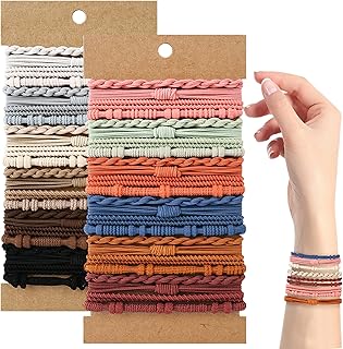 48 PCS Boho Hair Ties, Elastic Hair Tie Bracelets for Women, Cute Hair T...