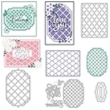 BENECREAT 4 Styles Net Lace Frame Cutting Dies, Grid Background Metal Cutting Dies for DIY Paper Craft Card Making Scrapbooking Decor