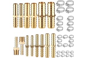 14-Piece Brass Hose Barbed Fittings and 26-Piece Stainless Steel Hose Clamps for...