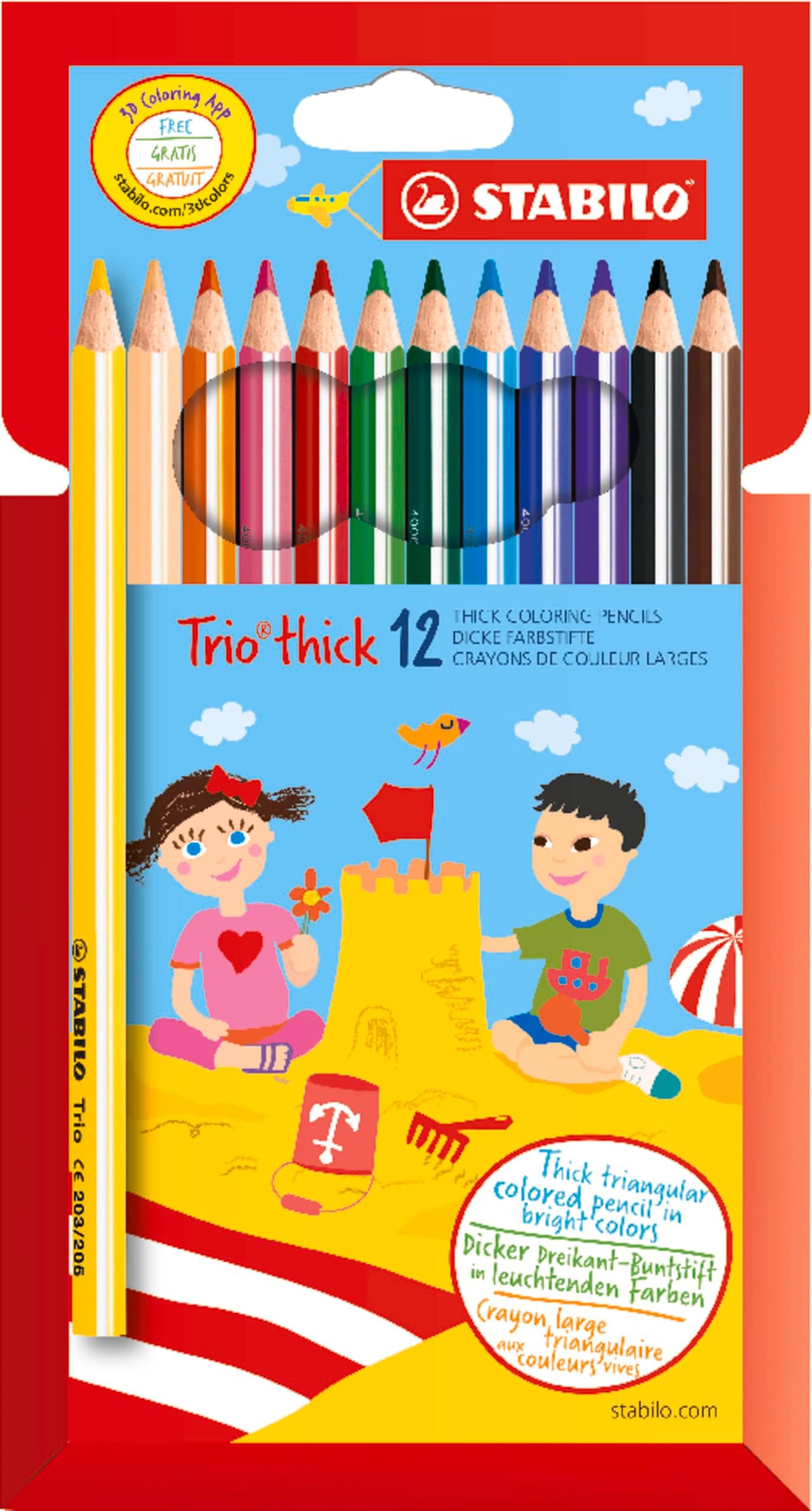 STABILO Woody 3in1 Buntstift, Wasserfarbe & Wachsmalkreide - 18er Pack Mit Spitzer Und Pinsel 2780610