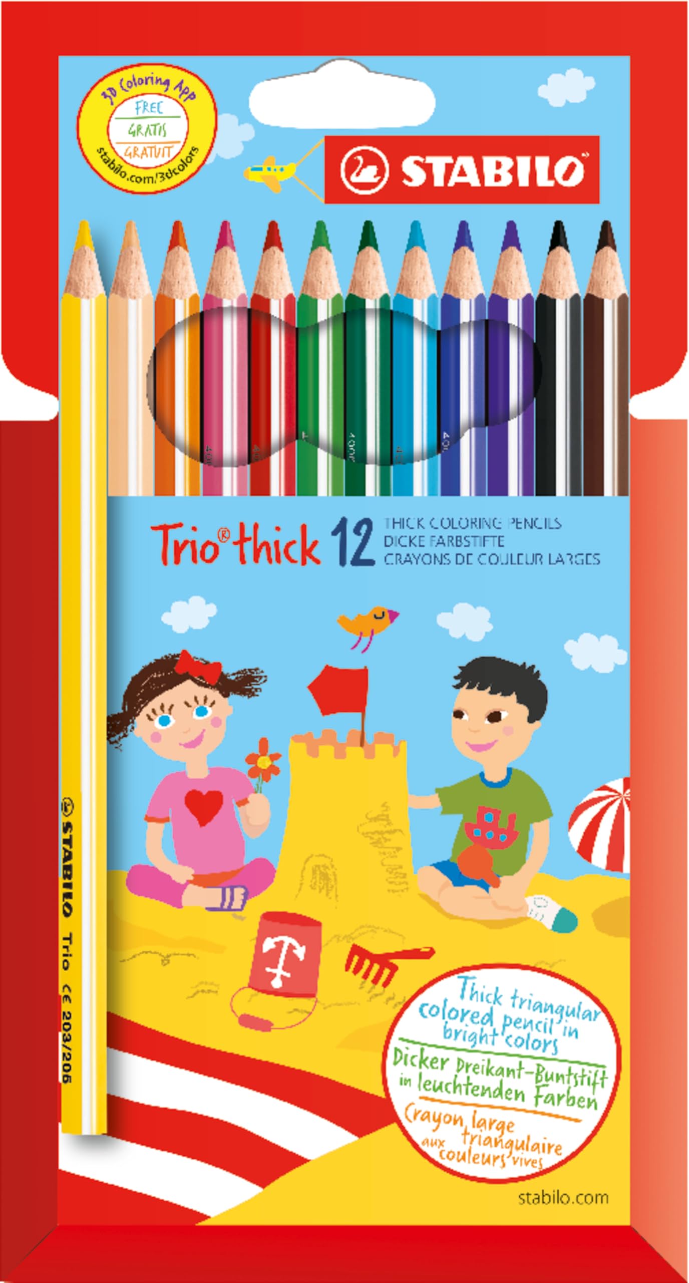 STABILO - Dreikant-Buntstift - Trio dick - 12er Pack