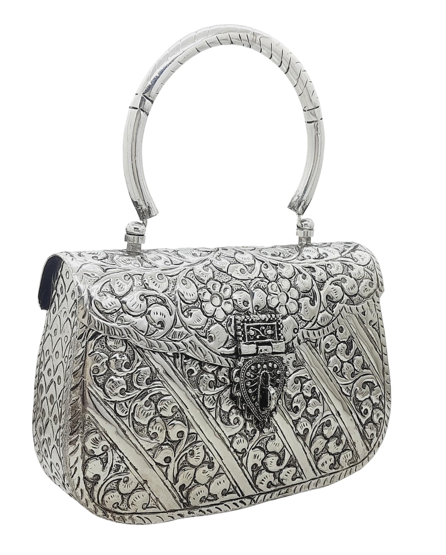 Trend Overseas Multicolor Silver ANTIQUE Ethnic Women Brass Metal Handle Clutch Bridal Bag (Multicolor Silver 1) (B0DH3W7X2G) Amazon Price History, Amazon Price Tracker