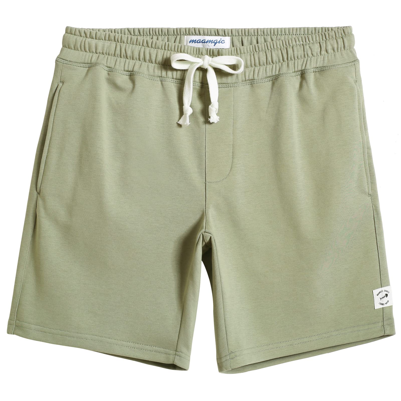 Caloleyng Men's Cotton Fleece Lounge Shorts With Zipper Pockets - 8" Inseam Jogger Sweat Shorts - View #2