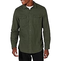 Amazon Essentials Camicia in Flanella con Due Tasche a Maniche Lunghe vestibilità Aderente Uomo