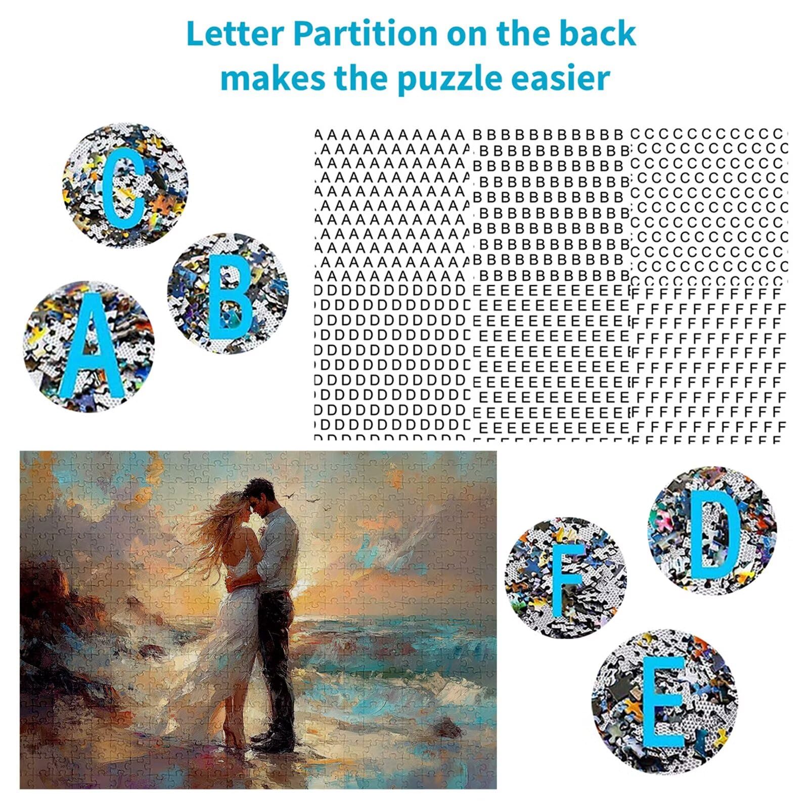 Puzzle 5000 Pezzi Spiaggia Puzzle Adulti Sfida Impossibili Jigsaws Coppia Classica 3D Art Jigsaws per Divertimento Adulti e Bambina, Gioco Familiare, Festa Aziendale, Regali Donne 156x105cm C-156