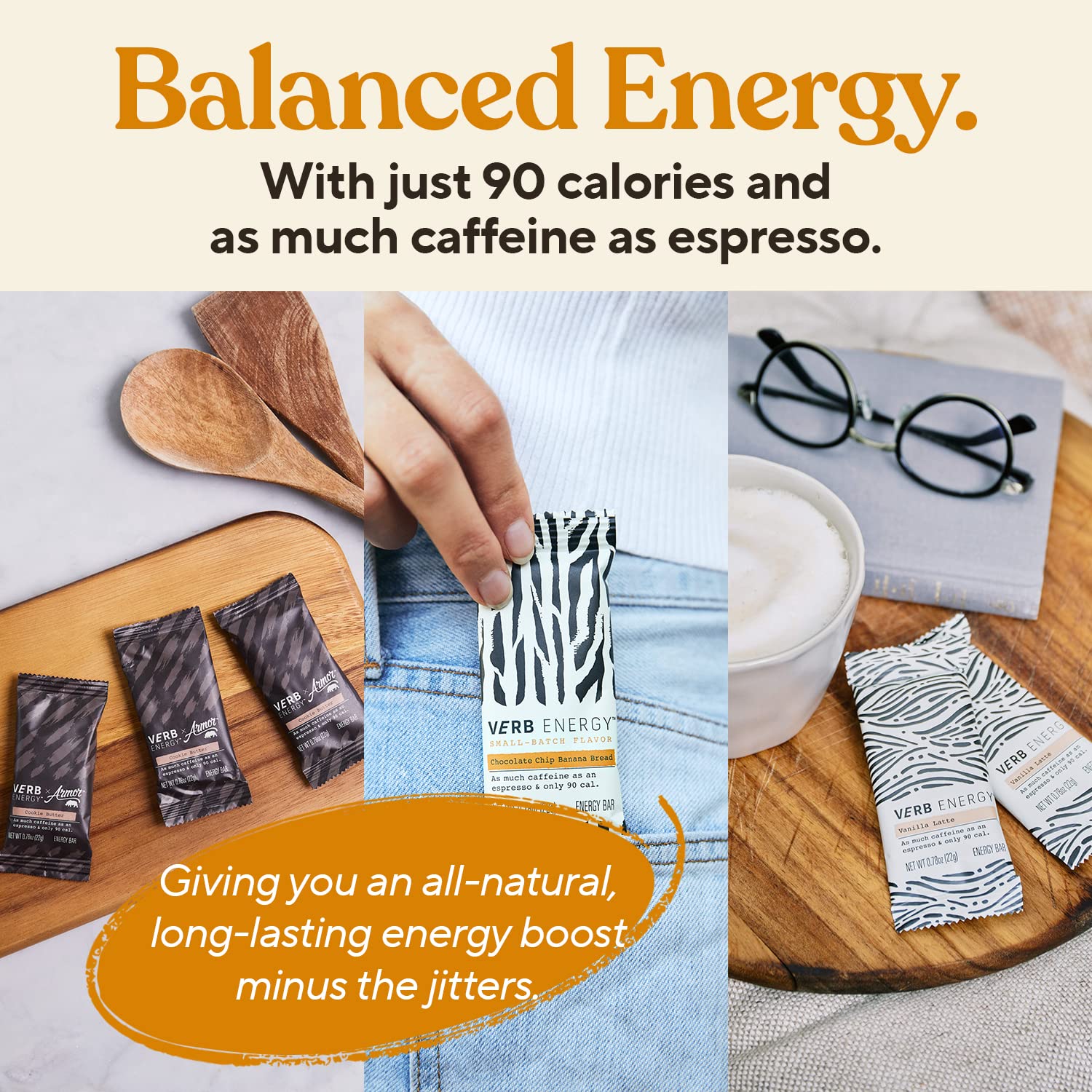 Buy Verb Variety Pack 15 Caffeinated Energy Bars in 3 Flavors 90