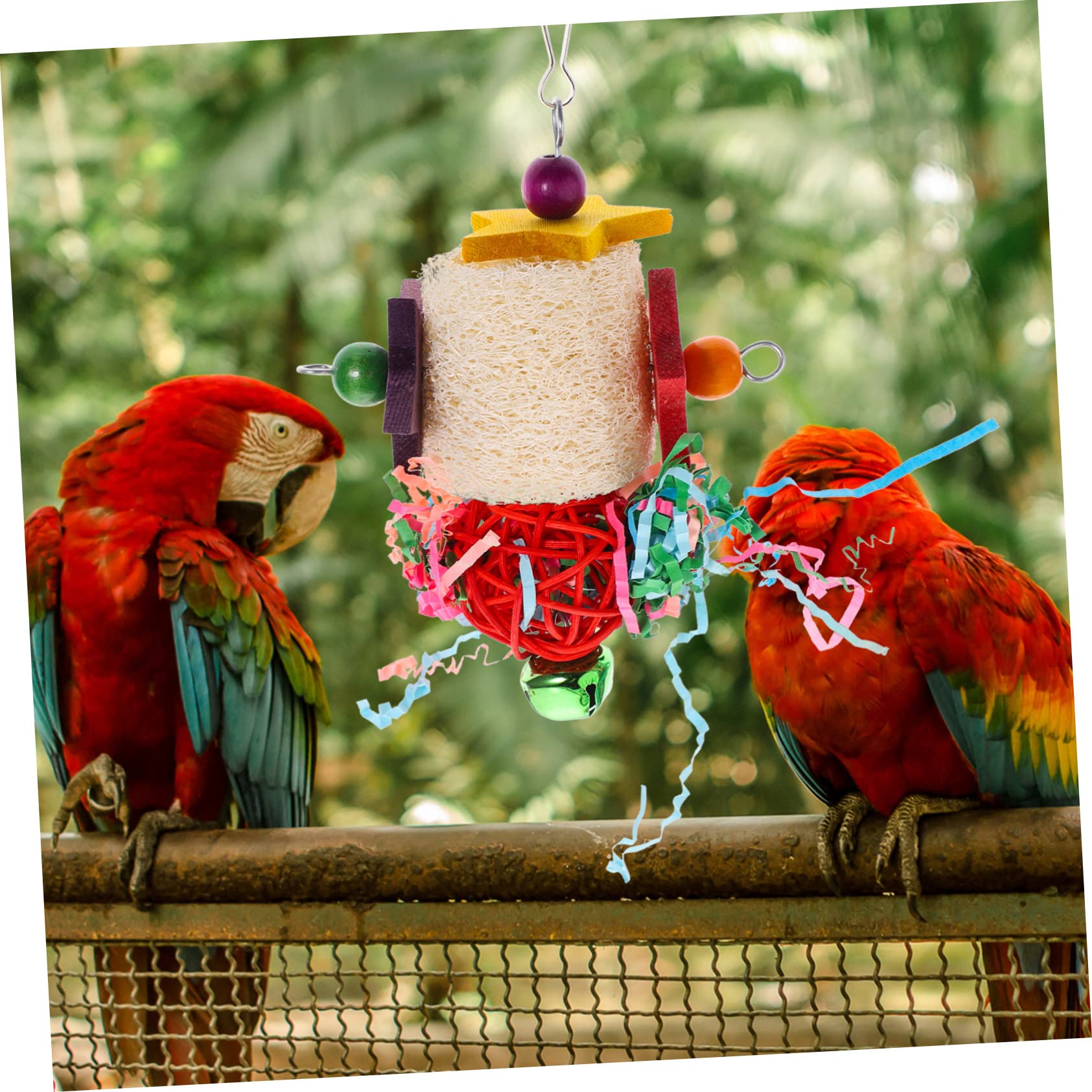 Mipcase 6pièces Jouet Suspendu pour Oiseaux avec Cloche Jouet à Mâcher pour Perroquets Et Oiseaux Accessoire De Cage Et Décoratif