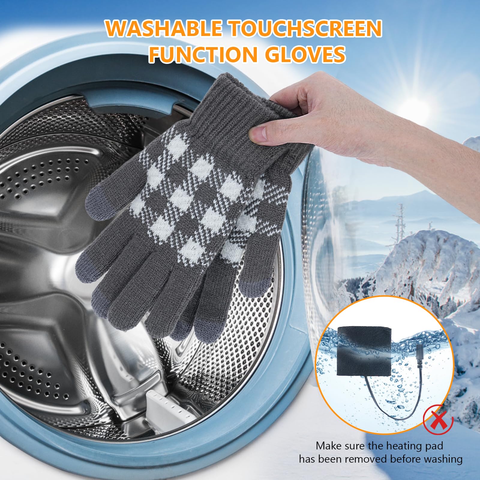 Shinkuro Gants Chauffants USB pour Femmes et Hommes, Chauffant Les Mains d'hiver, 3 Températures Réglables Gants Chauffe Mains pour Intérieur Extérieur, Gants d'ordinateur Portable