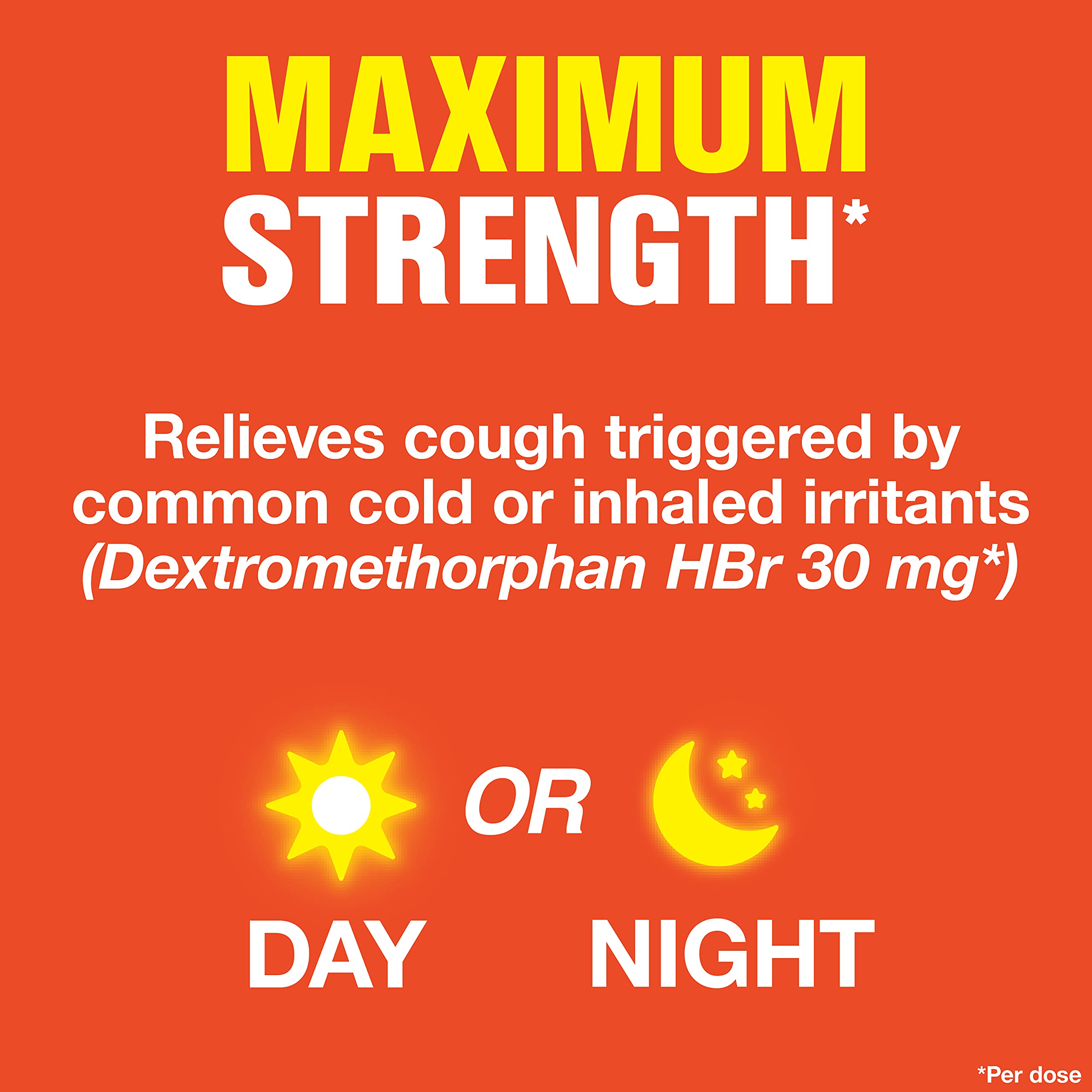 Maximum Strength Delsym Cough Suppressant, Fast Release Caplets, lasts
