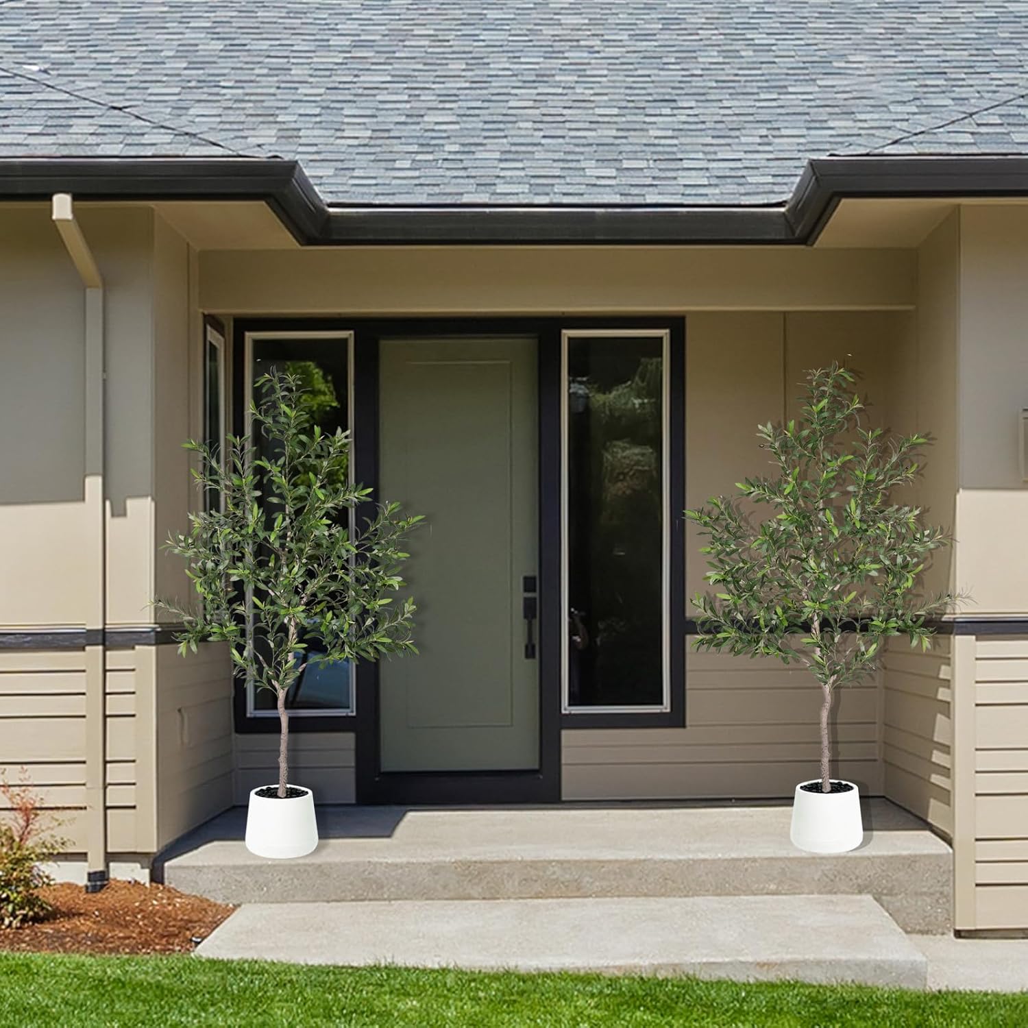 Artificial Olive Trees Indoor,Faux Olive Tree with White Planter Pot,Artificial Plants Lifelike Fruits for Home Office MeetingRoom Living Room Indoor Outdoor Decor(4.2ft) - Image 9