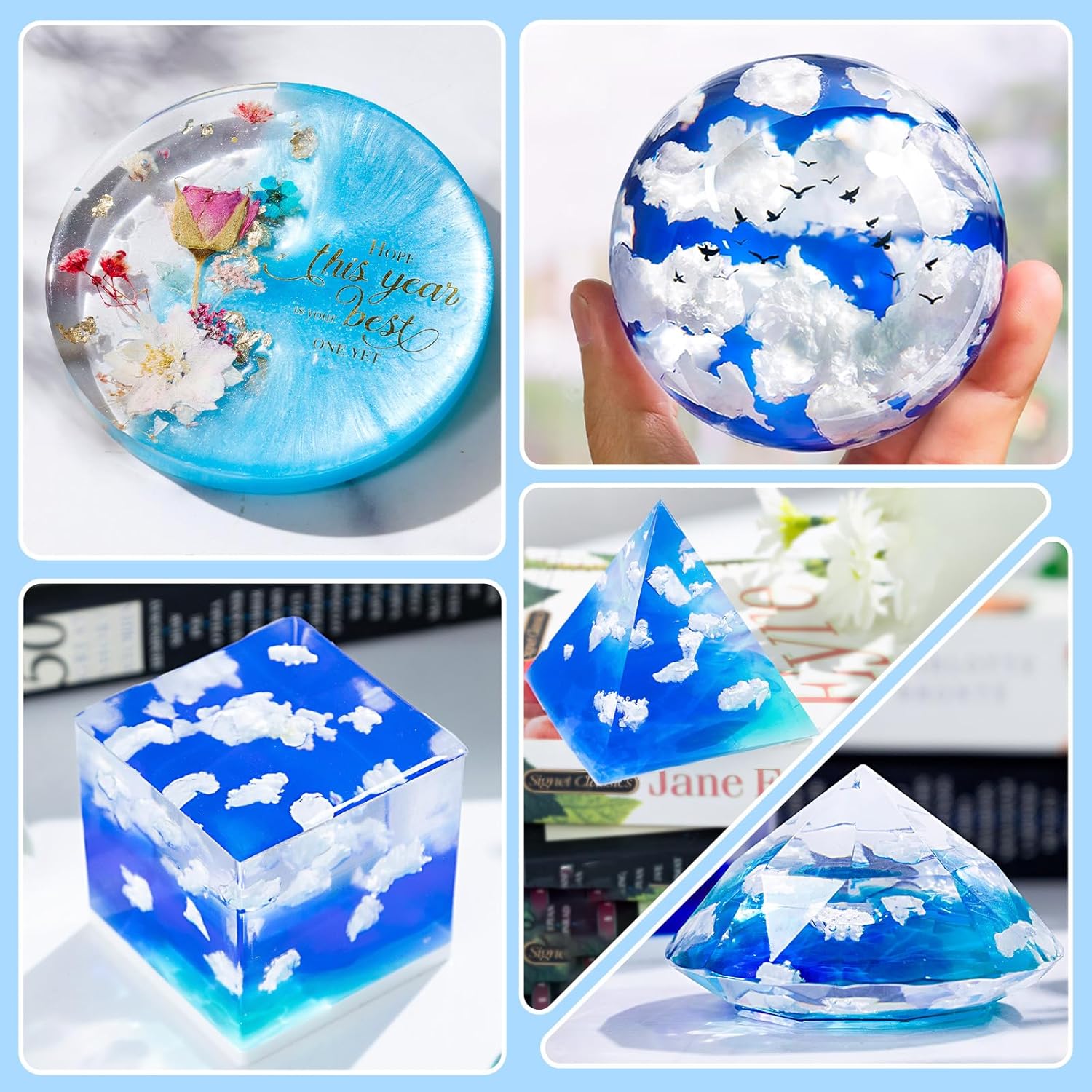Bundle Set of 16OZ Resin Molds Silicone Kit and 32oz Crystal Clear Epoxy Resin