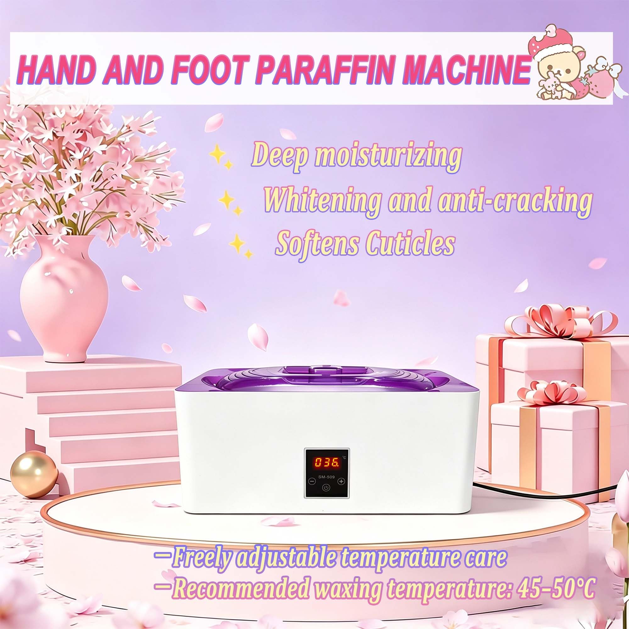 Bagno di paraffina per mani e piedi, set professionale da bagno di paraffina da 4 litri con modalità automatica, regolazione precisa della temperatura e funzione di fusione rapida, ideale