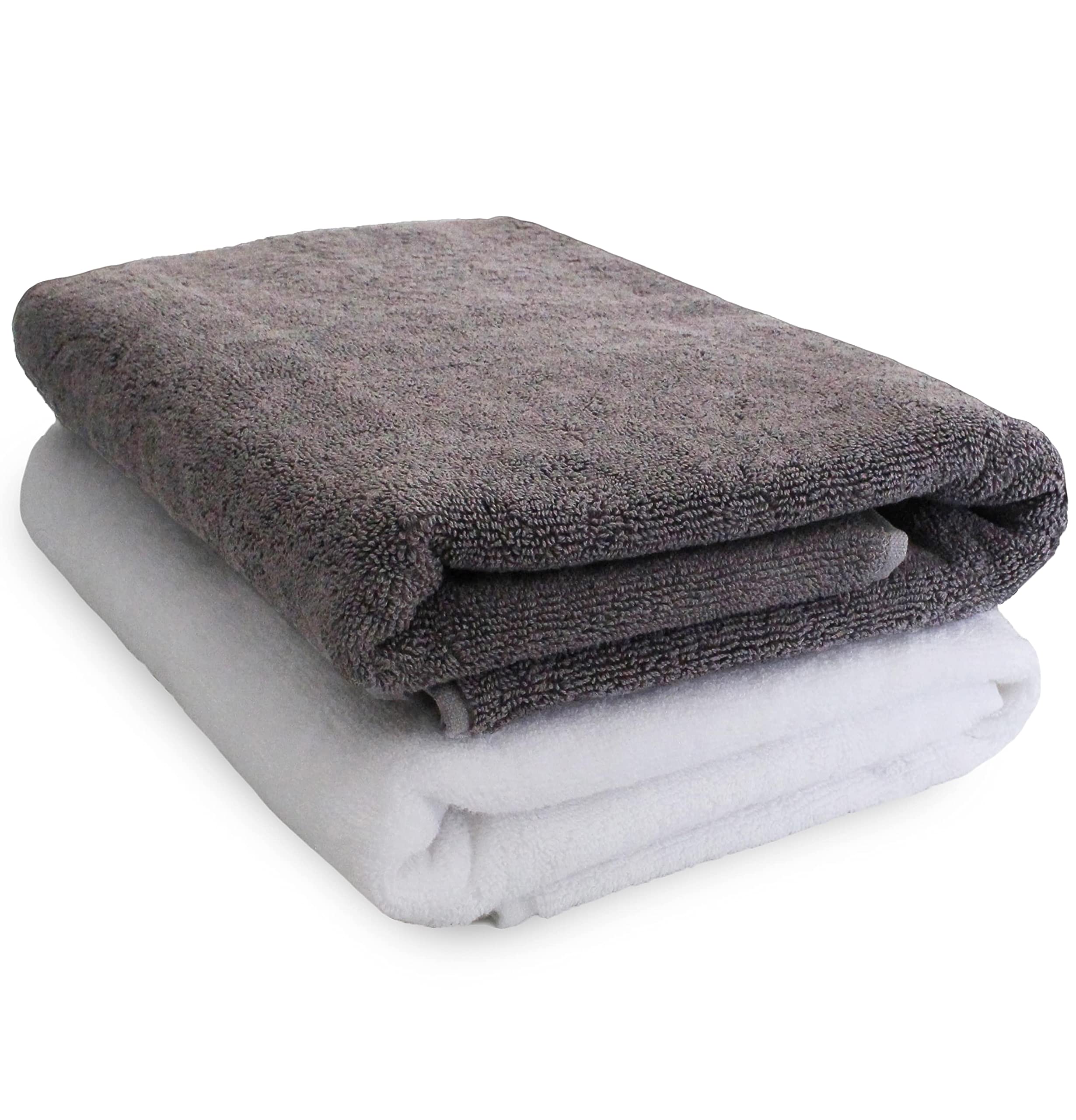HEELIUM Bamboo Bath Towel | Ultra Absorbent | 3X Softer than Cotton Towels | 140 x 70 cm - 600 GSM | Pack of 2 - Grey, White