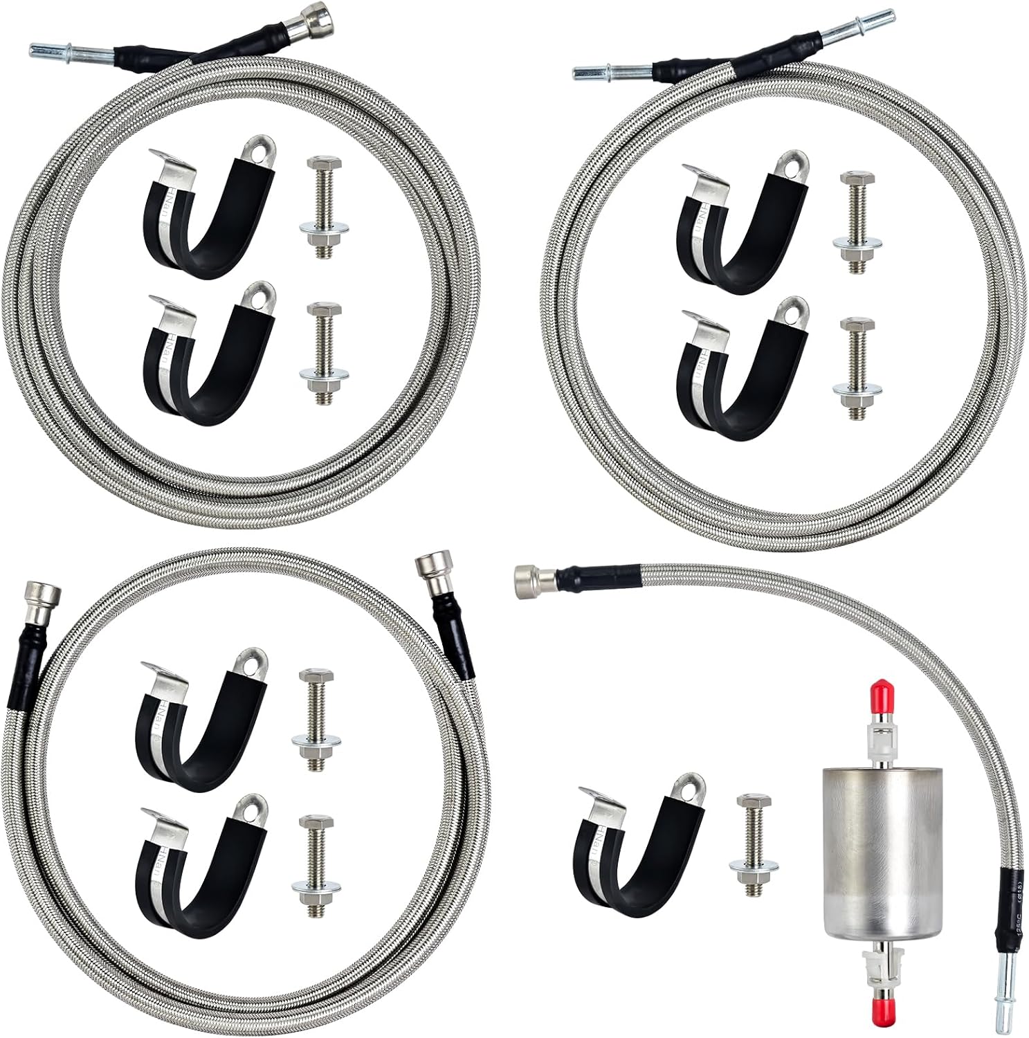 MuHize 819-840 Fuel Lines Kit - Stainless Steel Braided Quick Repair for Chevy Silverado & GMC (99-03), OE Replacement 15043857 15765803