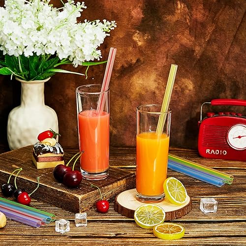 Miniatura 2 de 600 popotes gigantes para batidos, pajitas de té de burbujas, desechables de plástico, a rayas, envueltas individualmente, coloridas pajitas grandes