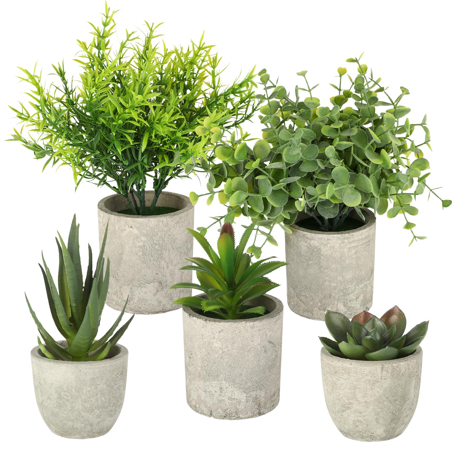 CRESZZLE Lot de 5 Mini Plante Artificielle Interieur réalistes – idéales pour la Decoration Maison dans Le Salon, la Chambre ou Le Bureau, utilisables Aussi comme Plante Artificielle Exterieur.