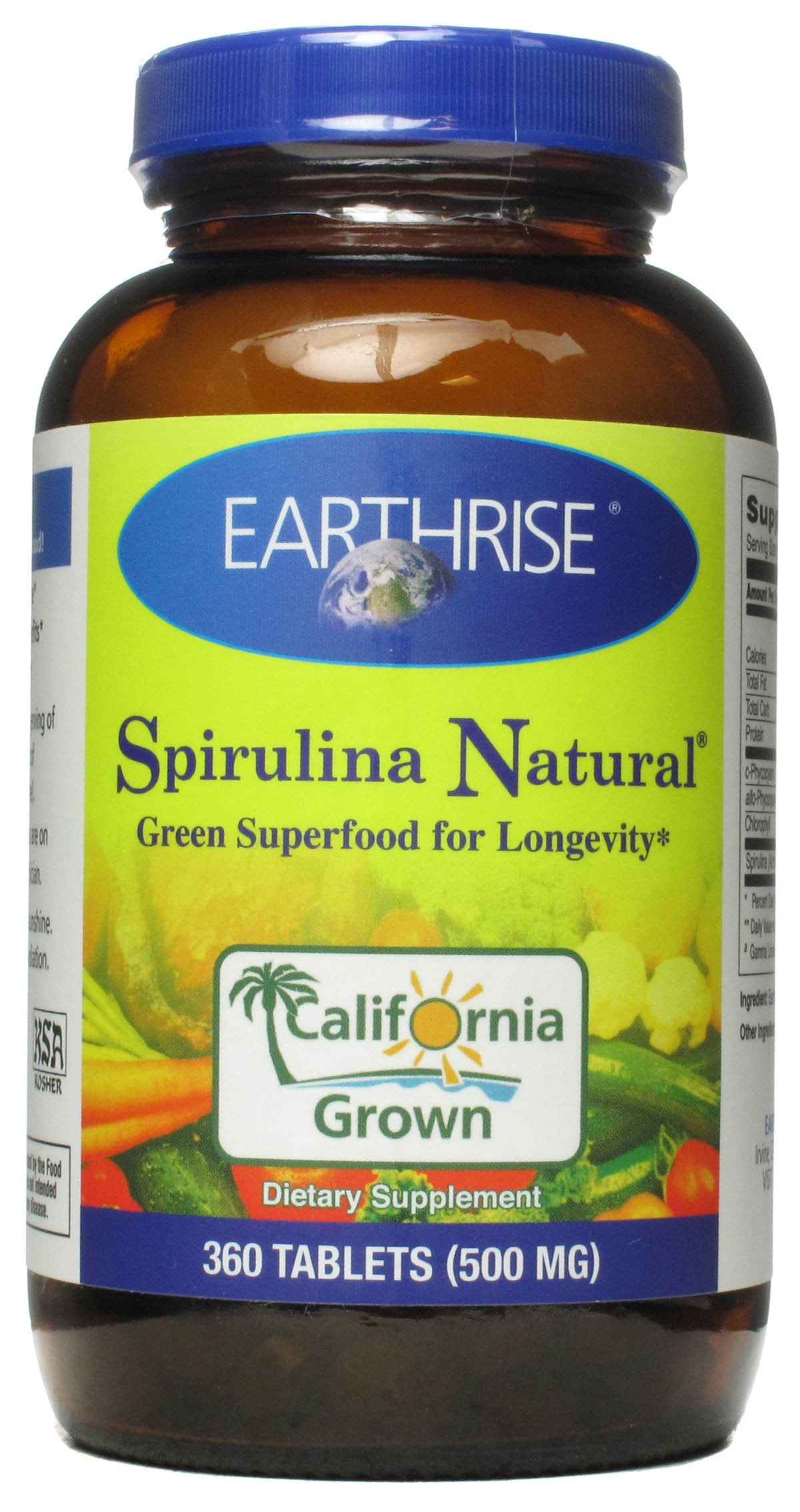 EarthriseSpirulina Natural Tablet, 500 Mg - 360 per Pack - 3 Packs per case.