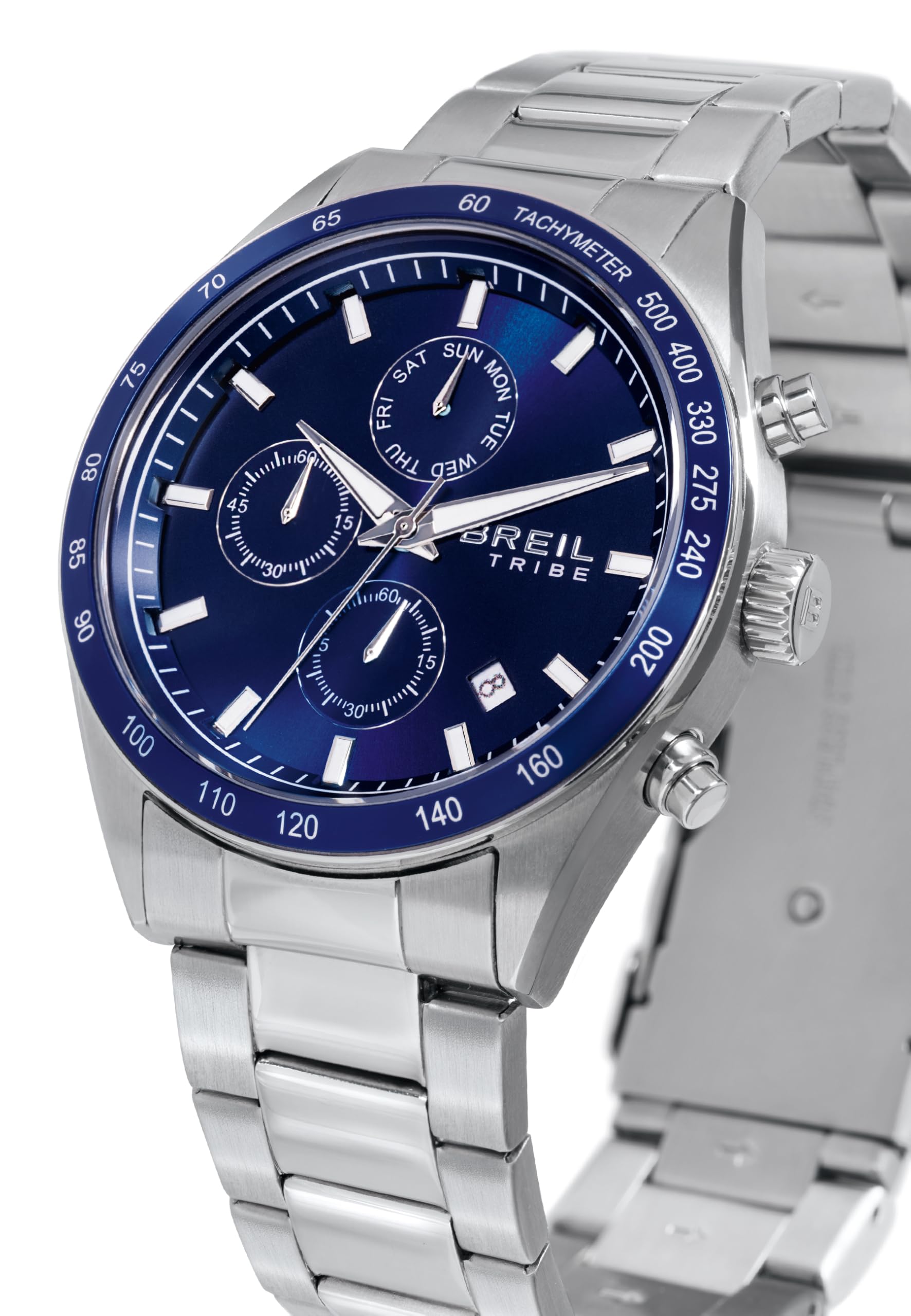 Breil, Collezione Echo, Cronografo Uomo, Cassa in Acciaio con Finitura Bilux, Lunetta con Disco in Alluminio, Quadrante con Effetto Sunray, Indici e Sfere Luminous, Cassa 42 mm