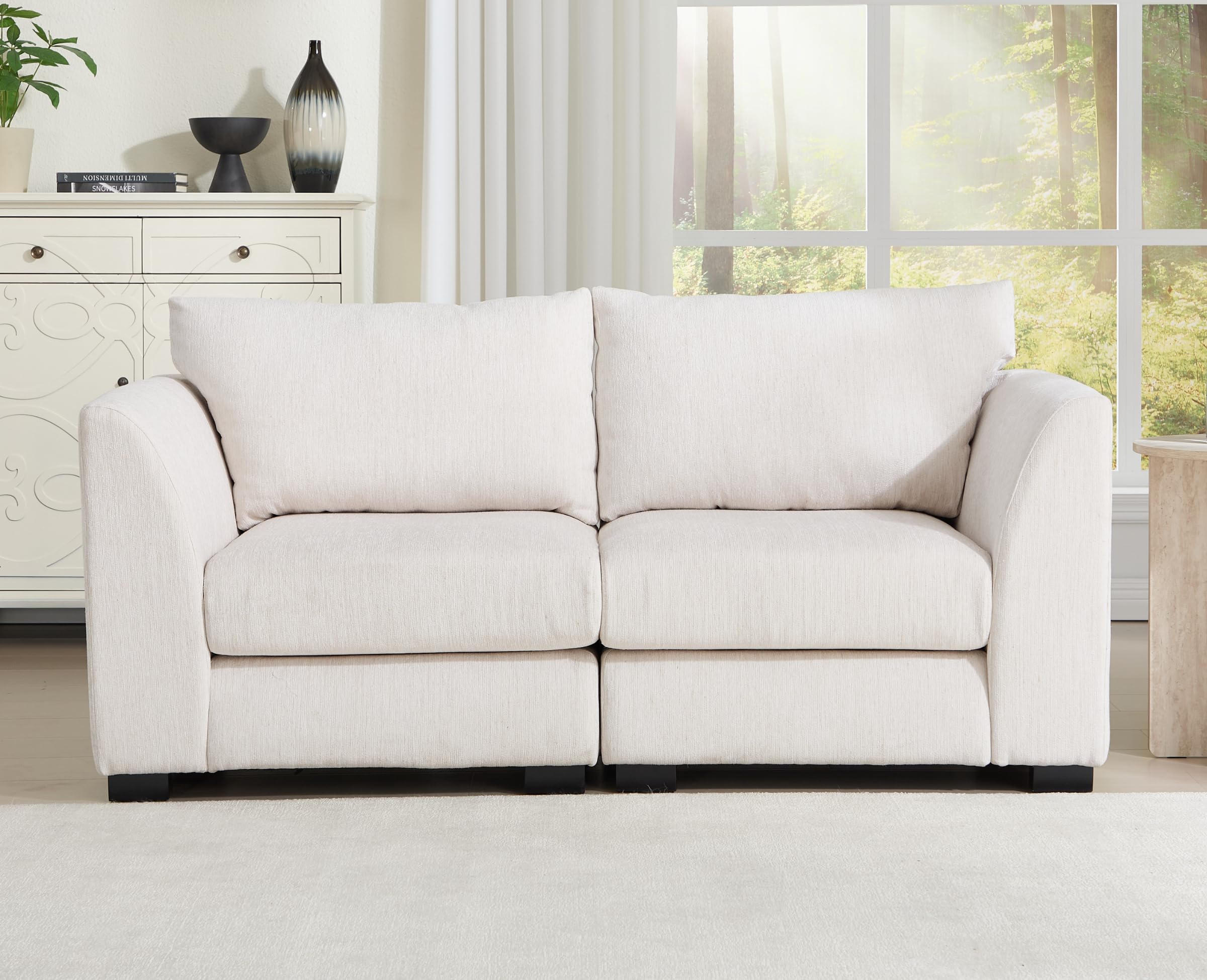 EALSON 58" Loveseat Modular Sectional Sofa Couch Modern Linen Fabric Love Seat Couch with Removable Cover Comfy 2 Seater Sofa for Living Room Small