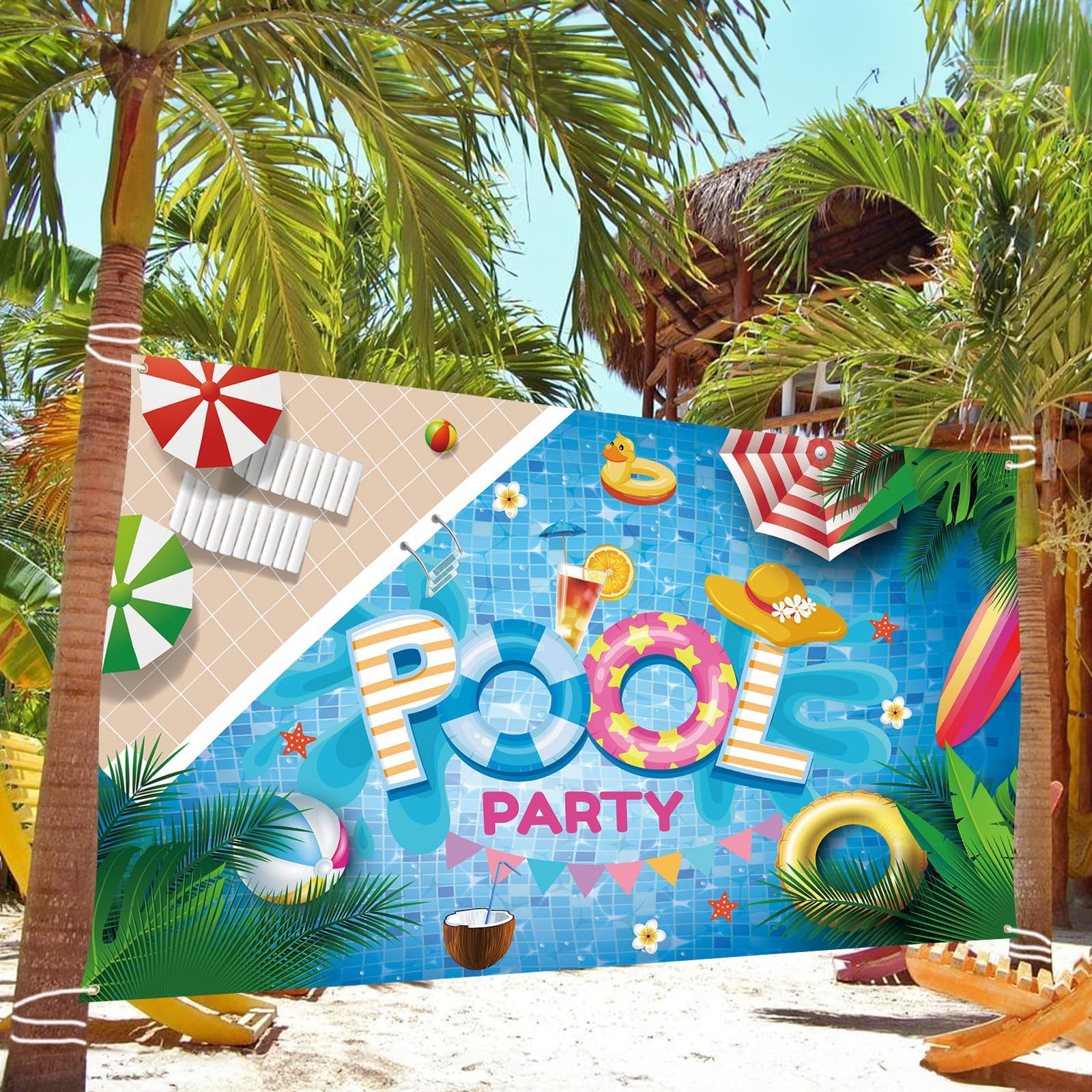 Invito a striscioni per feste in piscina per eventi resort | Vettore Gratis