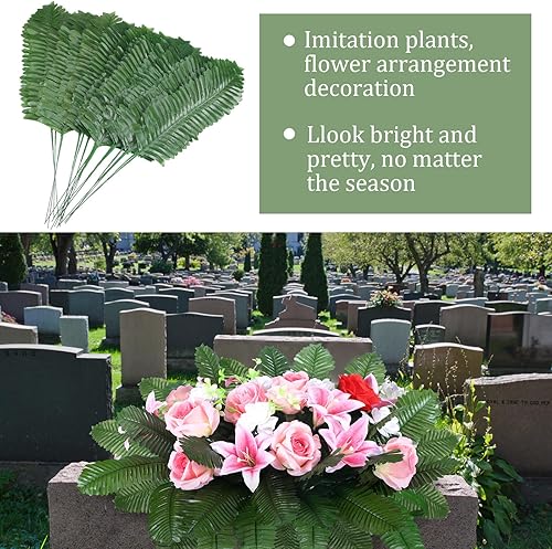 Miniatura 9 de Yunlly 100 piezas de hojas de helecho verde de seda artificial, tallos de vegetación artificial, hojas de helecho artificiales, plantas de helecho