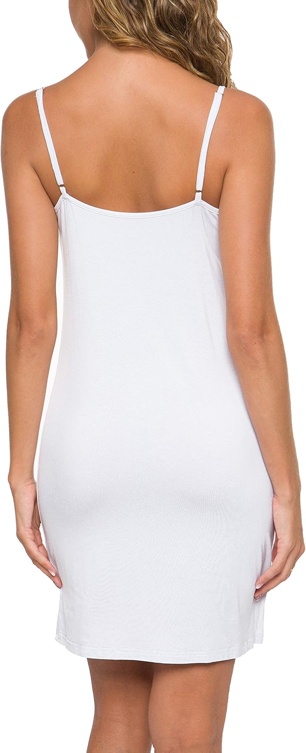 Malist Women Full Slip Crewneck Adjustable Spaghetti Strap Cami Under Dress - Image 3