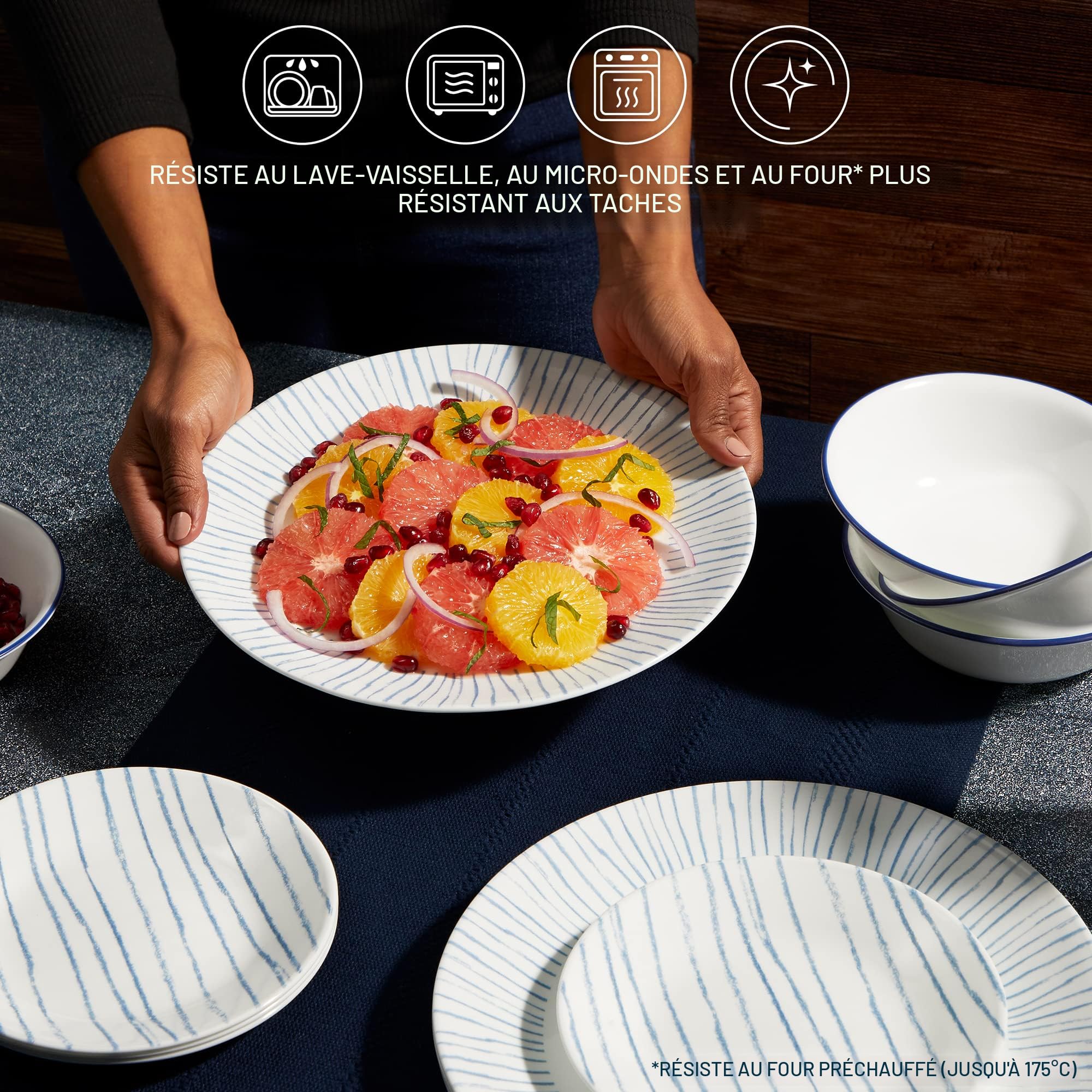 Assiette Transparente En Verre Corelle Service De Table 6 Pièces De 26 Cm, Verre Vitrelle Triple Couche, Assiettes Rondes Légères, Résistantes Aux éclats Et Aux Rayures, Passent Au Micro- Ondes Et Au