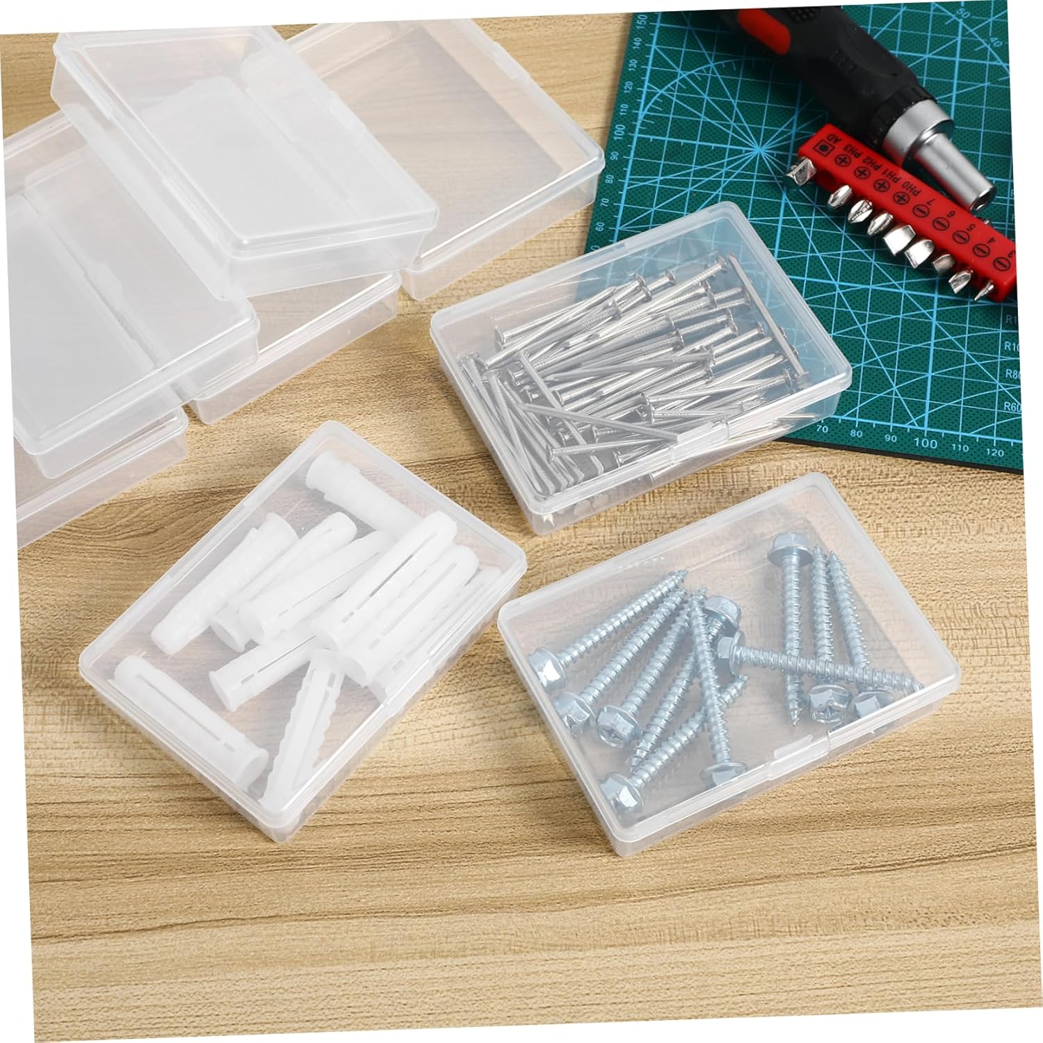 Didiseaon 40pcs Bead Storage Boxes Small Plastic Boxes Lid Card Organizers Jewelry Favor Containers