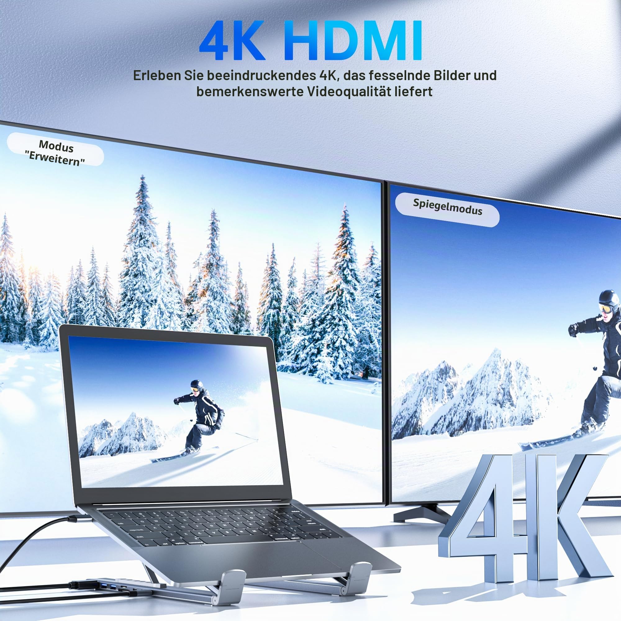 M57 Docking Station USB C Laptop Ständer, 8 in 1 USB C Hub Laptopständer mit 4K@30Hz HDMI, SD/TF, Laptop Stand DockingStation USBC Dock Multiport Adapter Halterung für MacBook Pro Air, Notebook