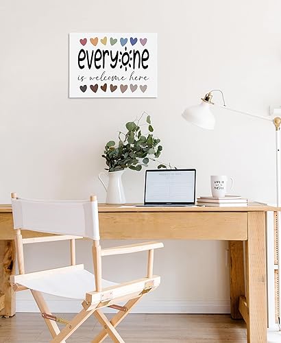 Miniatura 5 de Lienzo inspirador de diversidad con texto en inglés Everyone is Welcome Here, impresiones artísticas para decoración de aula, guardería, sala de