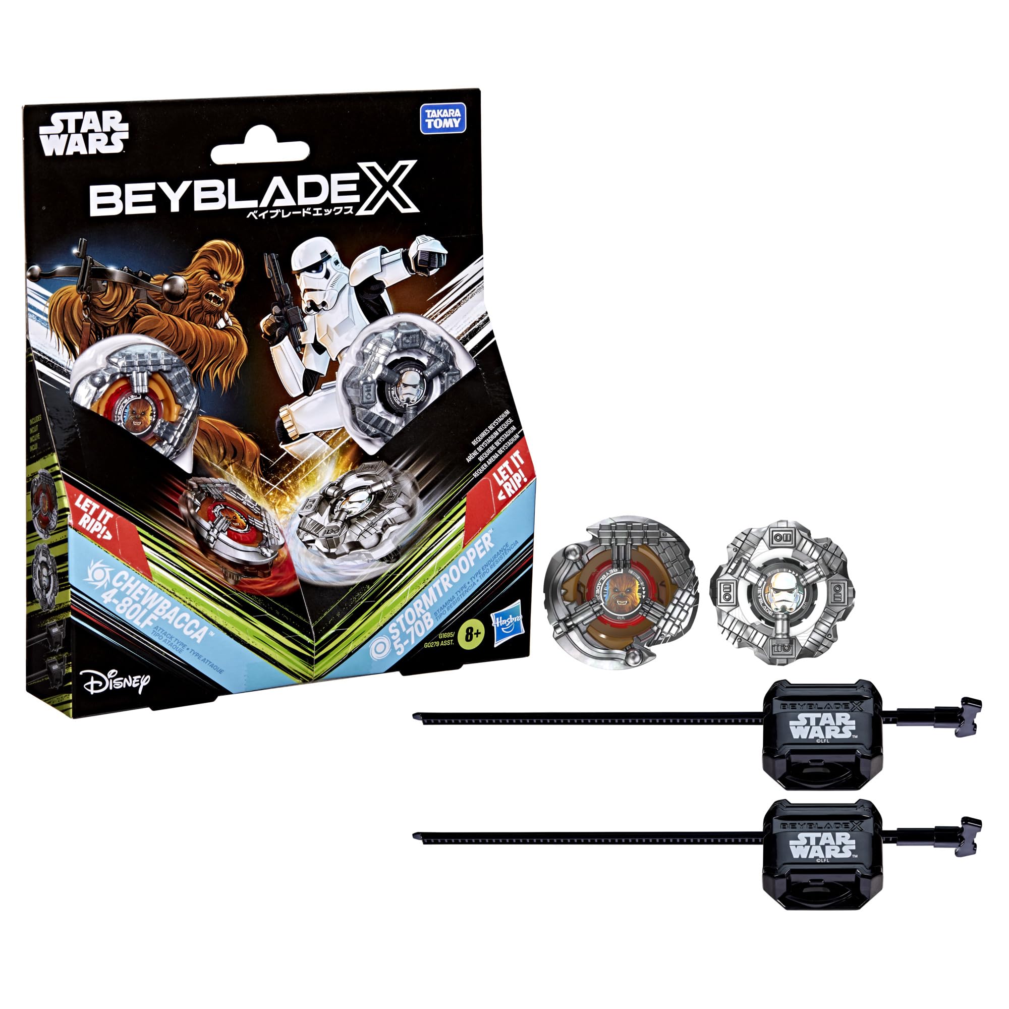 Hasbro Beyblade X in collaborazione con Star Wars, Chewbecca 4-80LF vs. Assaltatore 5-70B